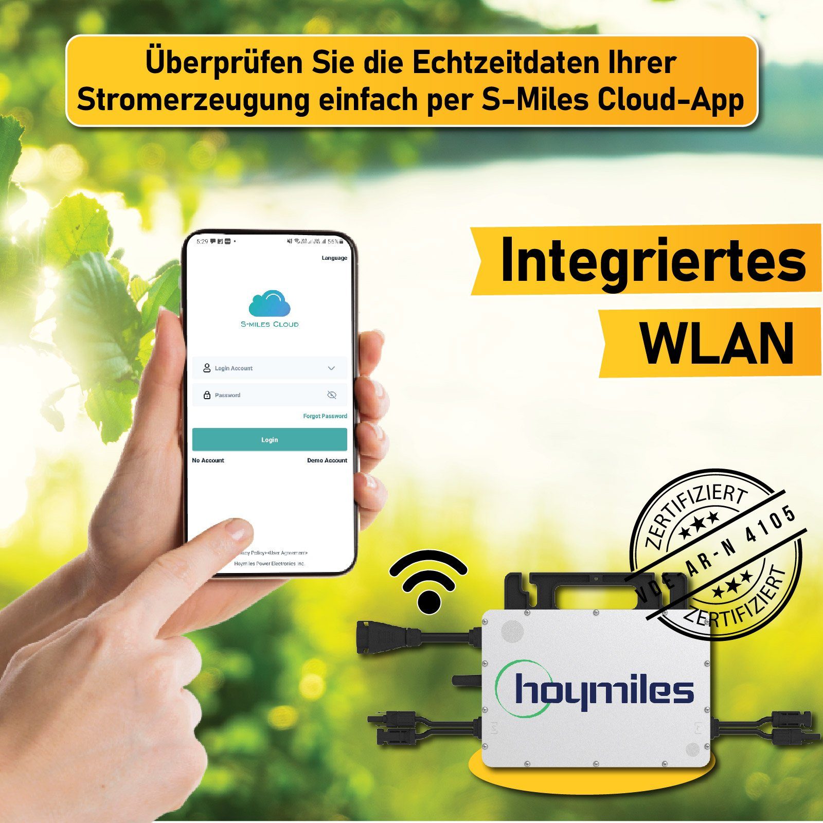 WIFI Aufständerung Hoymiles Mit Wechselrichter 1000W Ost-West Solaranlage PV-Montage, HMS-800-2T Balkonkraftwerk Komplettset Campergold Upgradefähiger