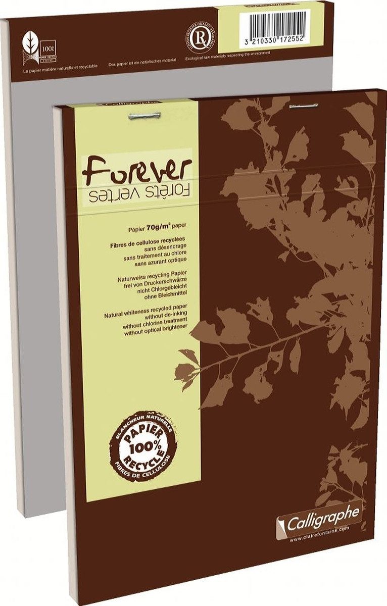 CLAIREFONTAINE Notenblock Schreibblock Forever A5 100 Blatt RC kariert