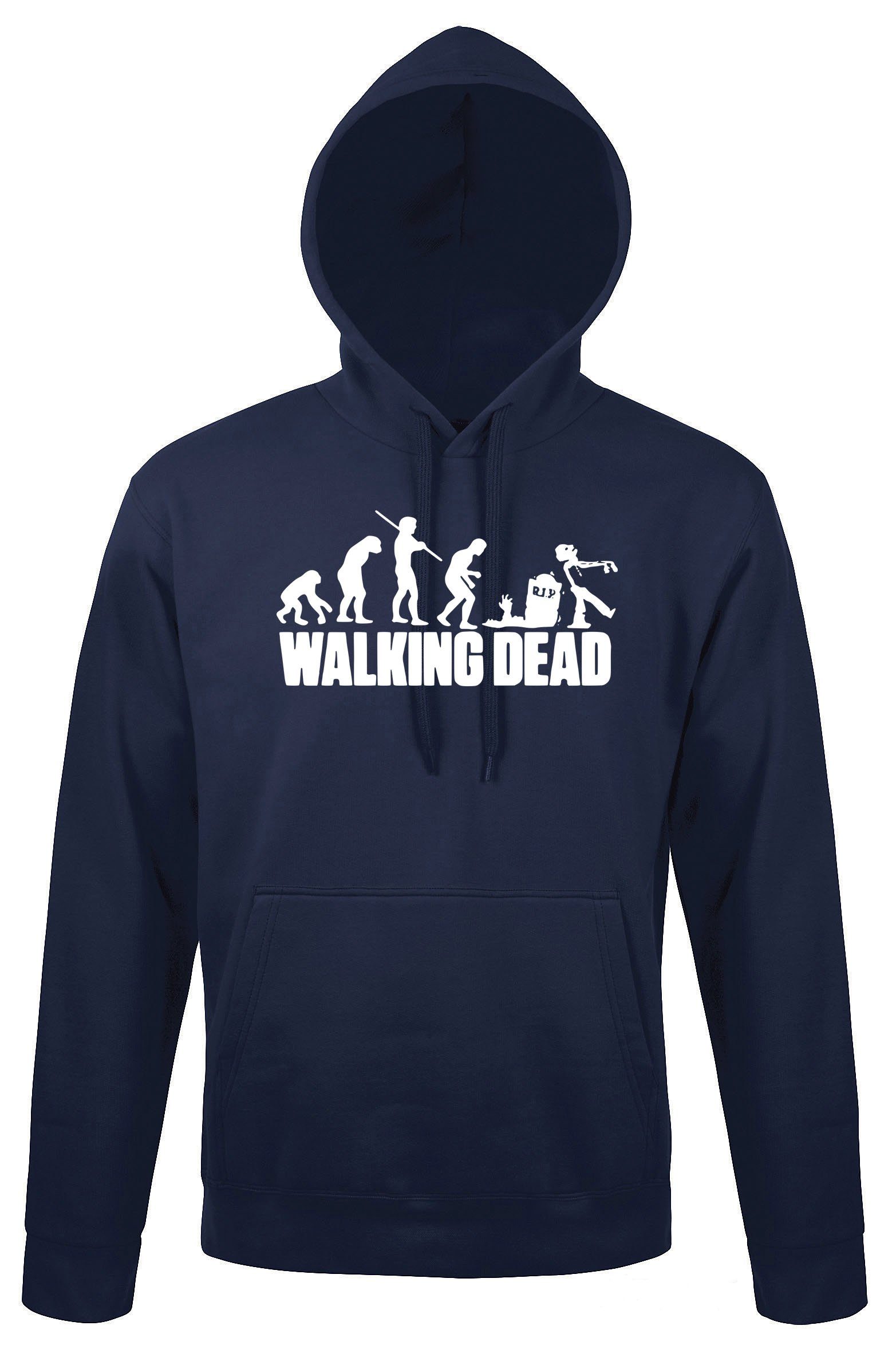 Navyblau Motiv Designz Herren trendigem mit Walking Youth Pullover Dead Zombie Kapuzenpullover Serien Hoodie