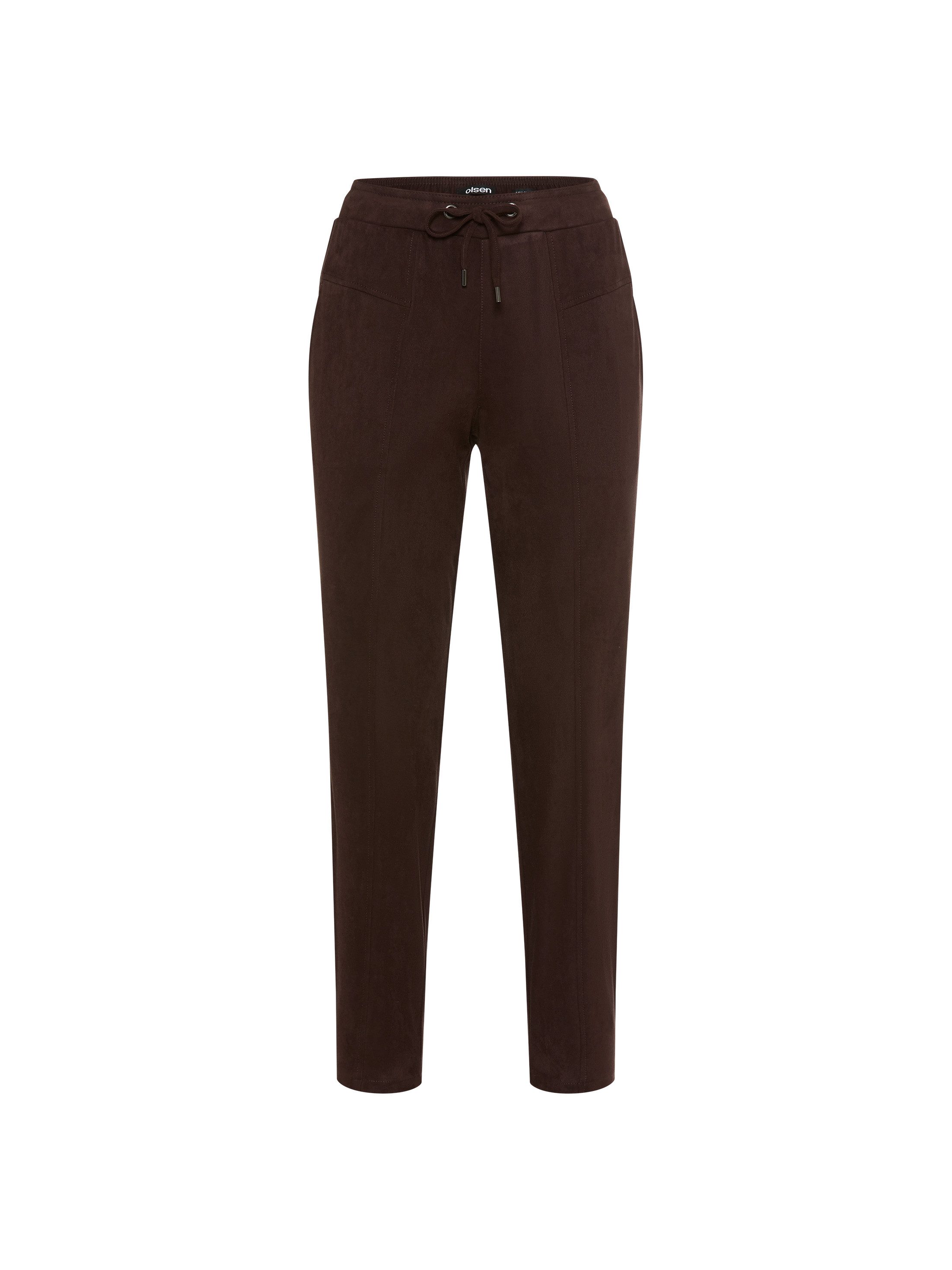 Olsen Stoffhose in Faux-Suede-Optik mit elastischem Bund