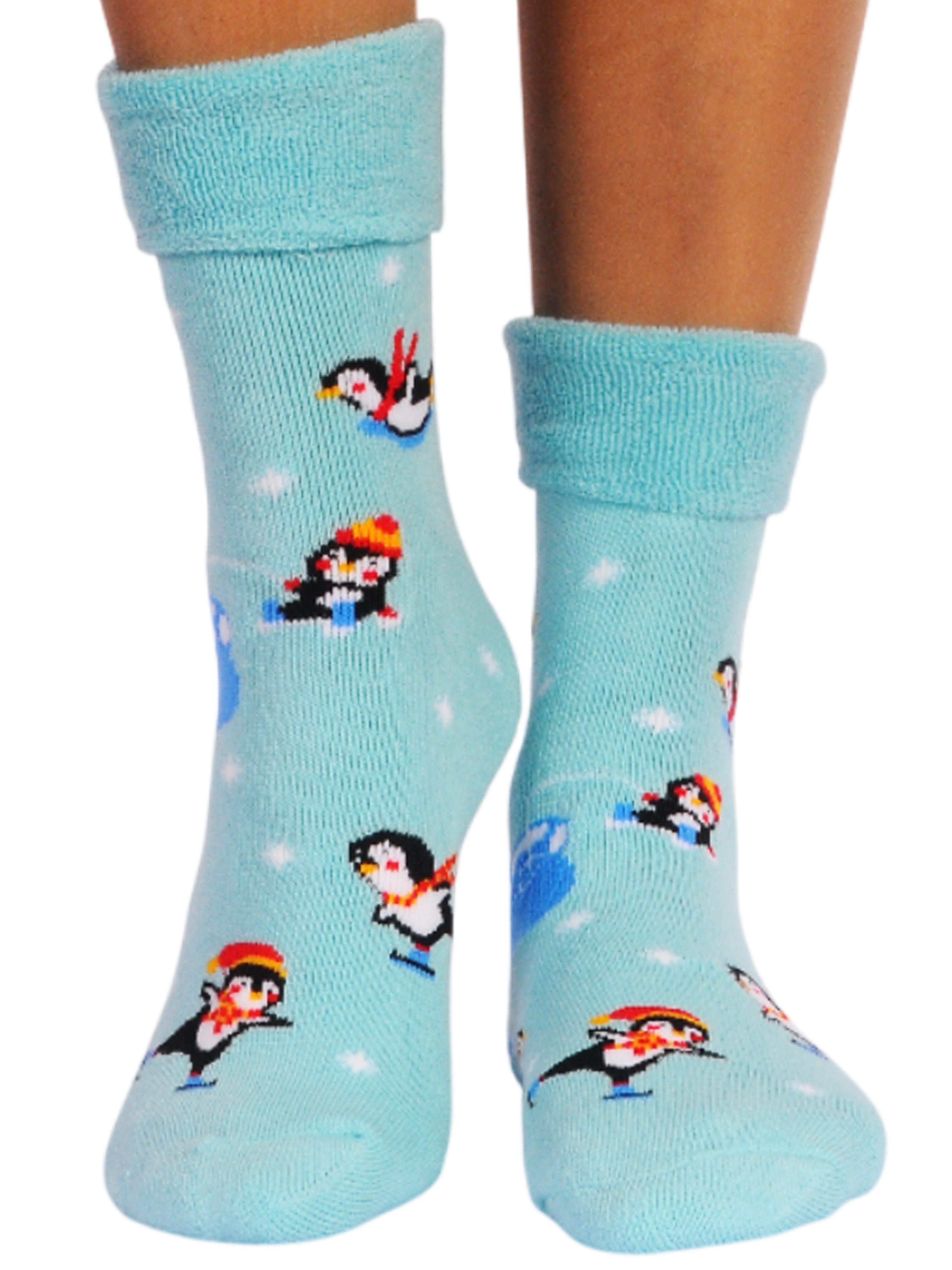 Thermosocken Warme Socken Frottee socks Weihnachtssocken in Türkis