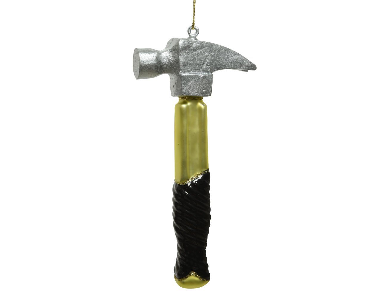 Decoris season decorations Christbaumschmuck, Christbaumschmuck Glas Hammer 13cm schwarz / gold