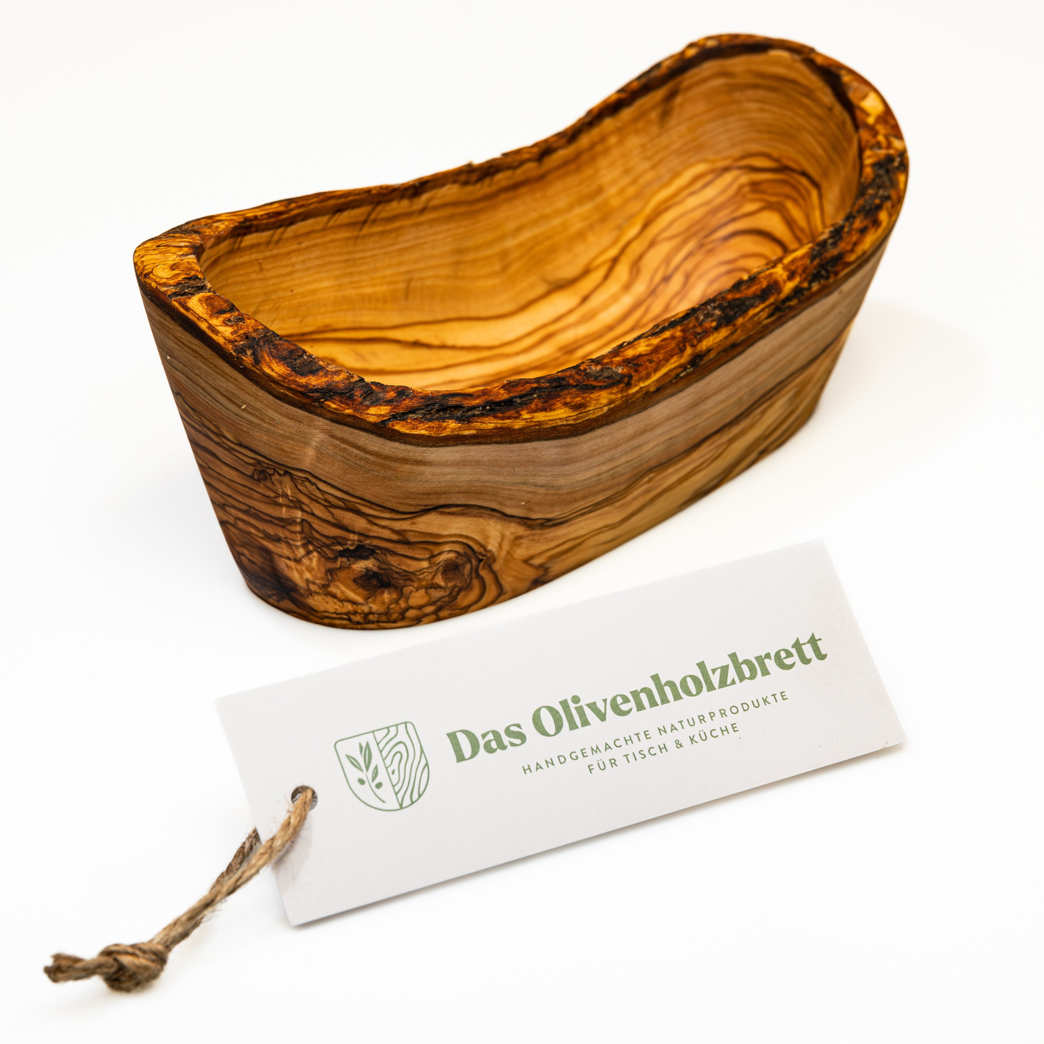 dasOlivenholzbrett Brotschale Baguetteschale aus Olivenholz, mit Naturrand
