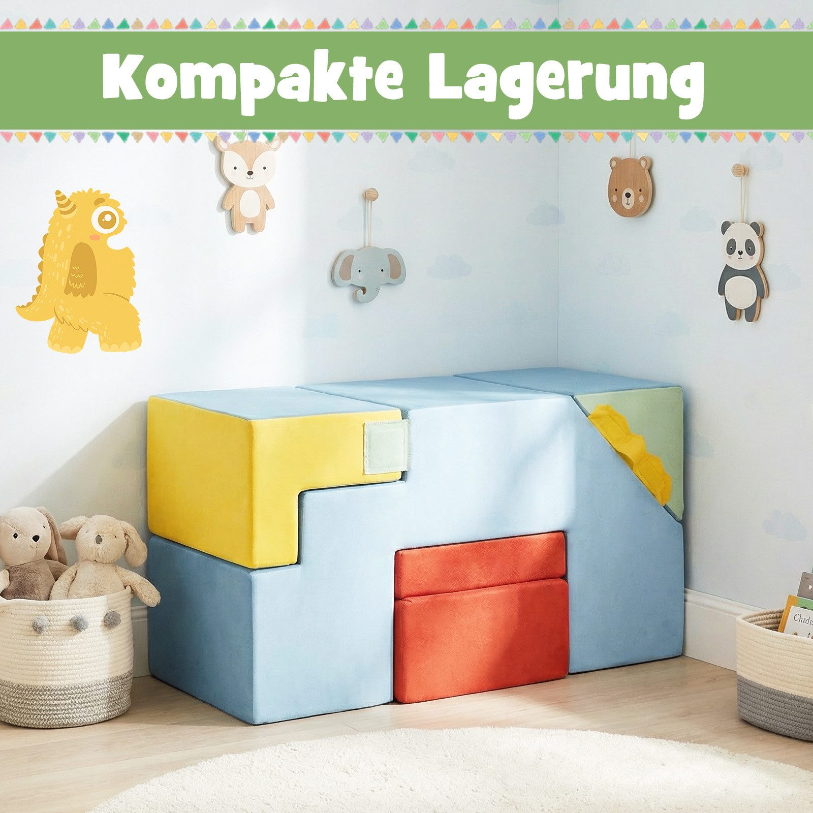COSTWAY Spielbausteine, Schaumstoff Klettergerüst mit Rutsche & Treppe günstig online kaufen