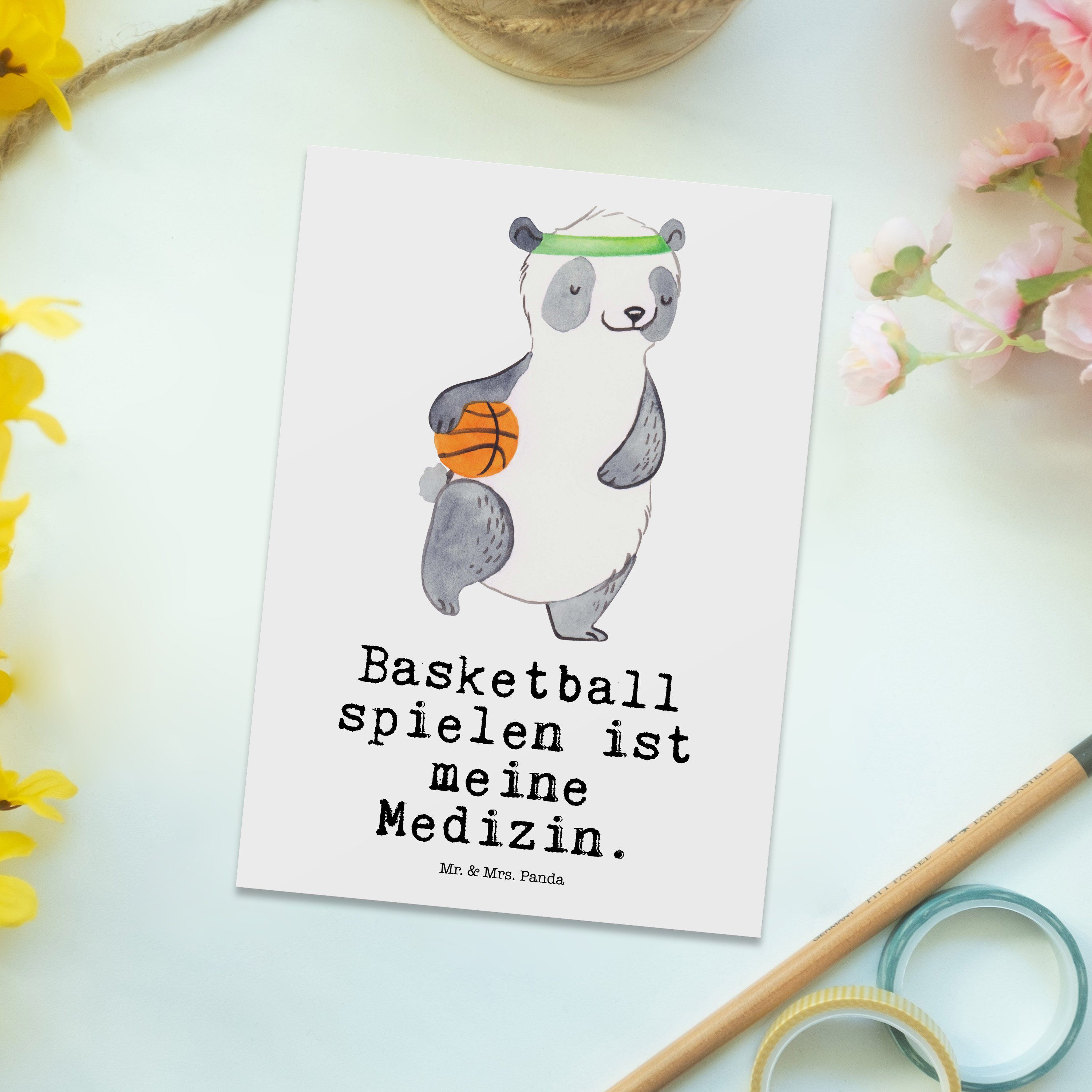 Basketball & Geburtstagskarte, Postkarte - Mr. Weiß Panda Geschenk, Panda Grußkar Mrs. - Medizin