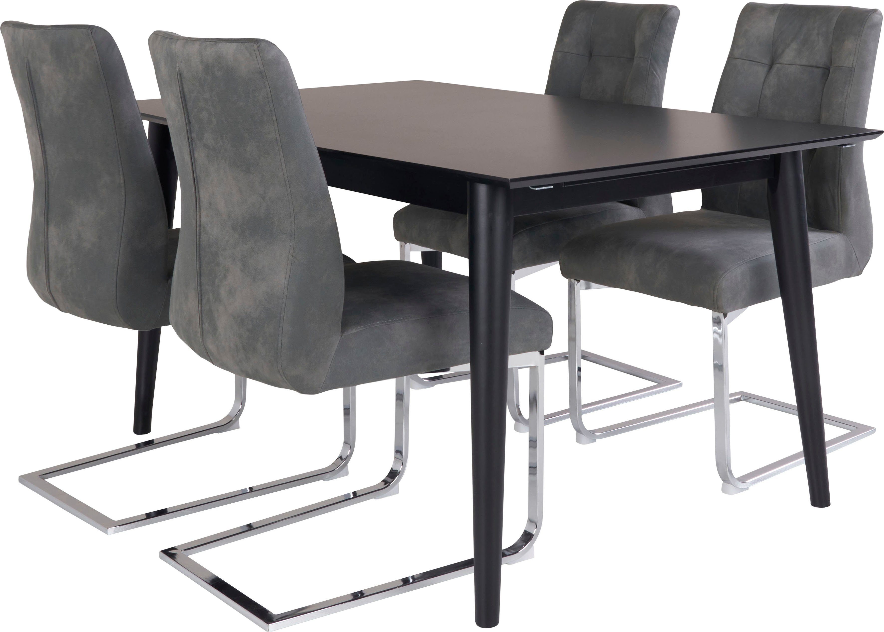 mit anthrazit/schwarz Tisch Homexperts Essgruppe ausziehbarem Odense, (Set, 5-tlg),