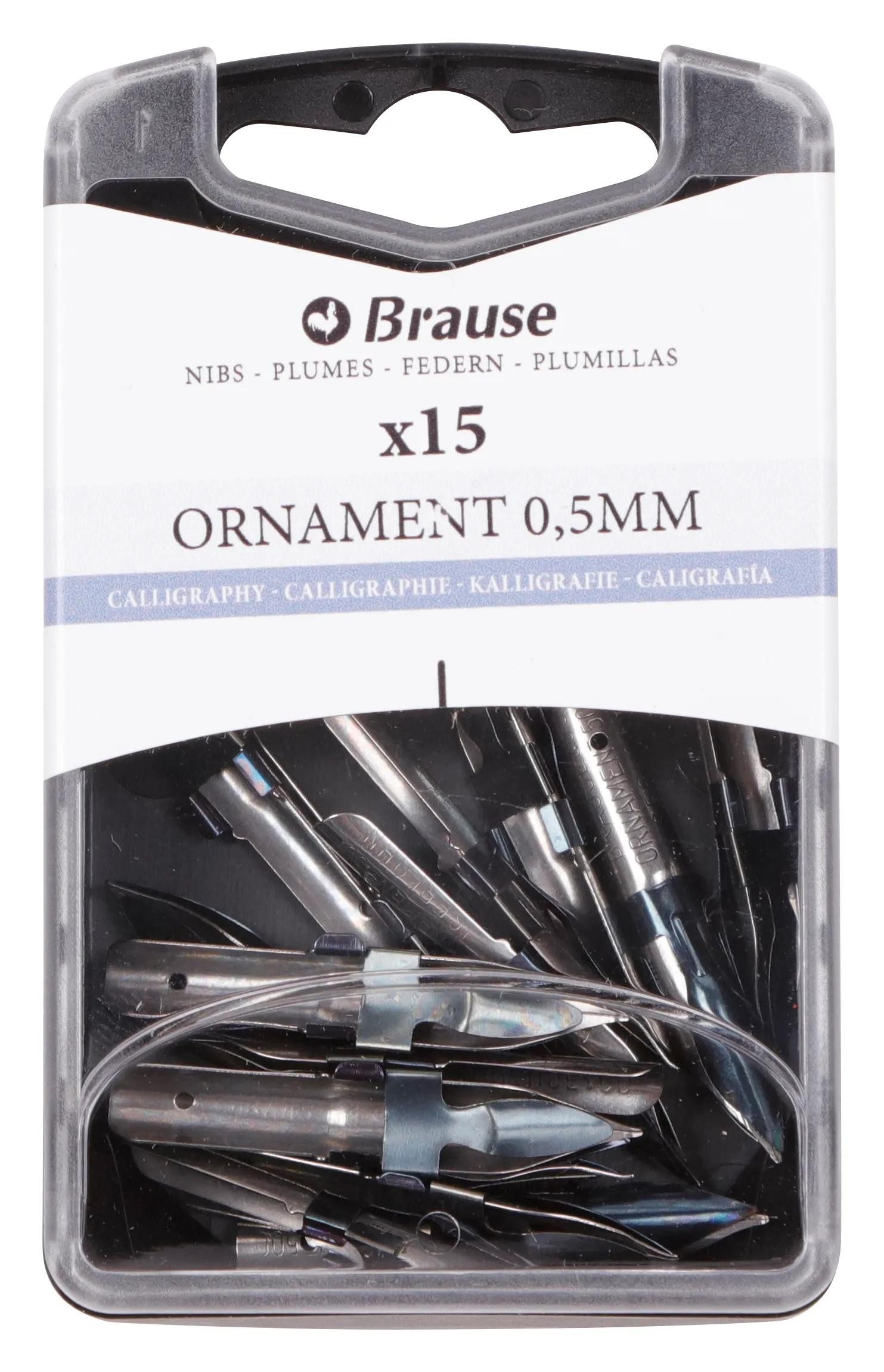 Brause Kalligraphie-Stift Schachtel mit 15 Ornamentfedern 152005B, BRAUSE