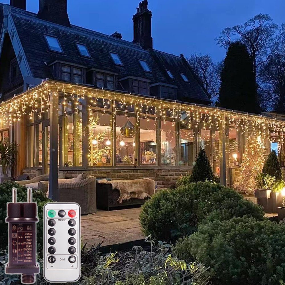 XERSEK LED-Lichtervorhang IP44 Warmweiß + Bunt Lichterkette mit 31V Stecker & FB, s