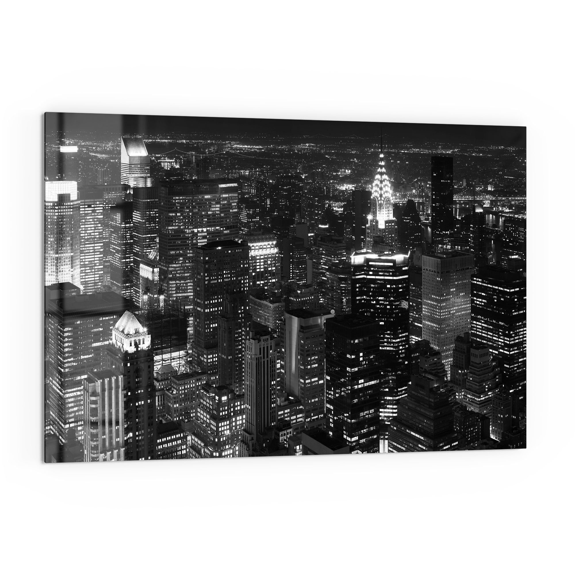DEQORI Küchenrückwand 'Nächtliches Manhattan', Glas Spritzschutz Badrückwand Herdblende