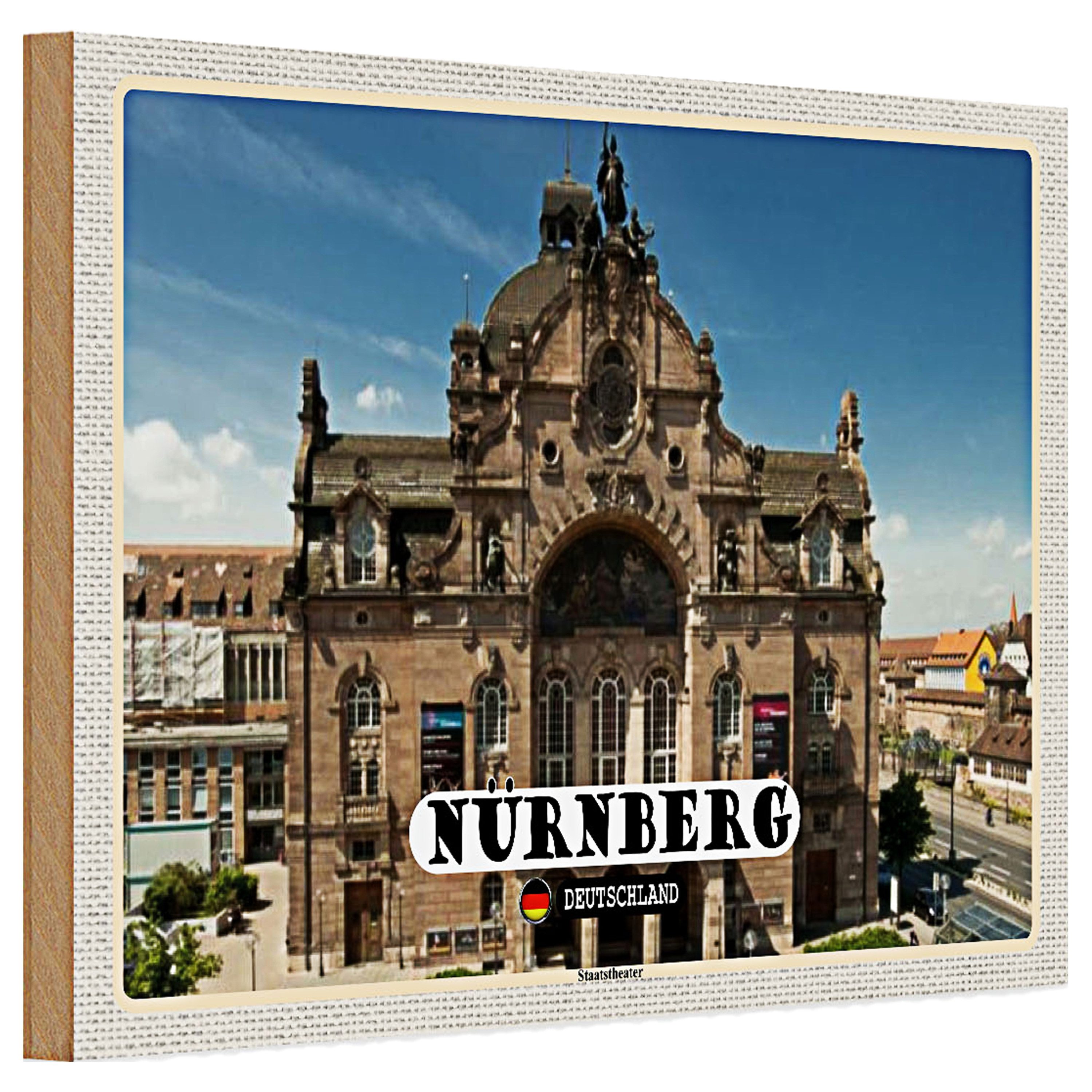 Roomando Holzbild Holzschild Städte Nürnberg Staatstheater Gebäude 30x20cm