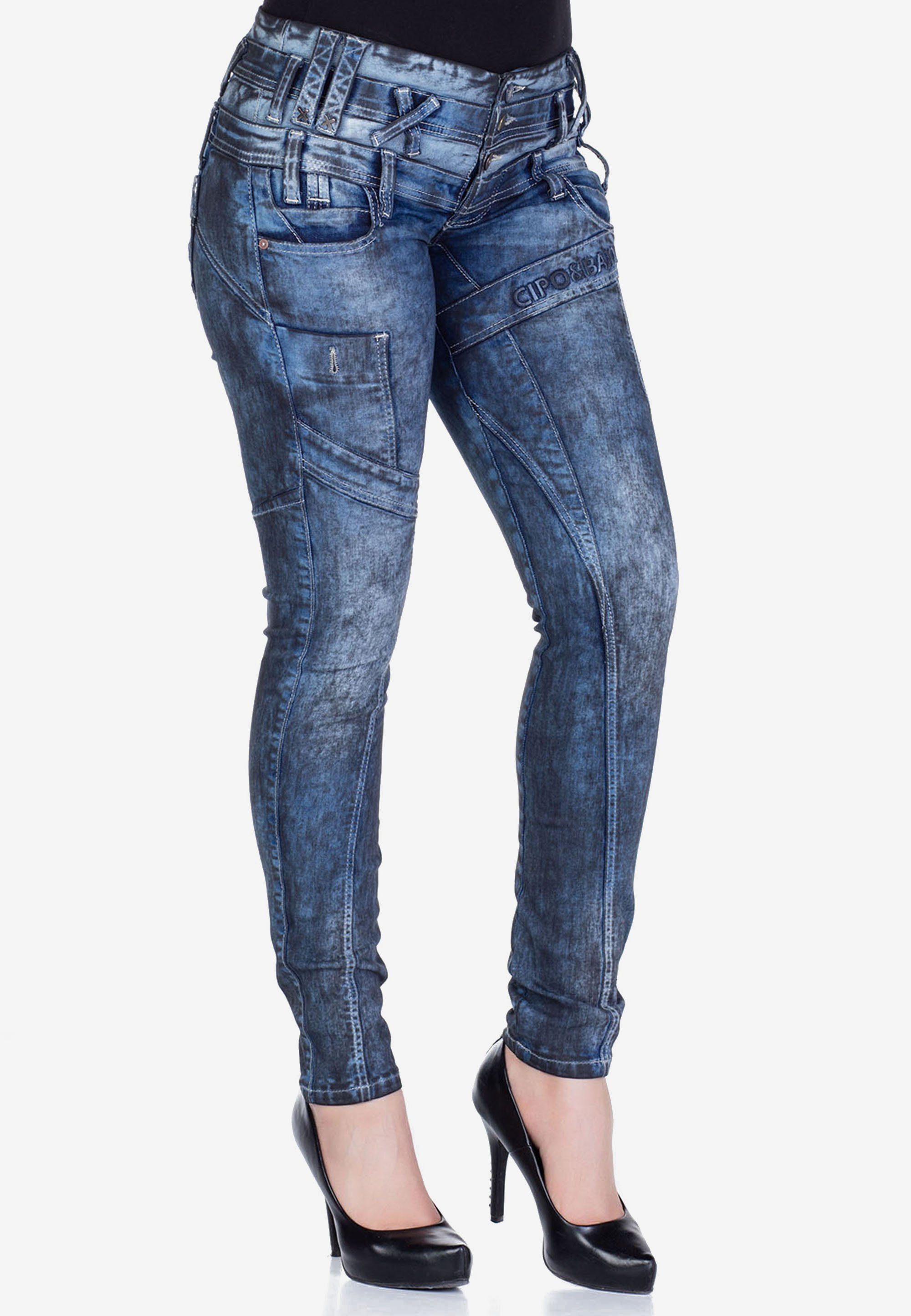 Cipo & Baxx Slim-fit-Jeans mit Dreifachbund