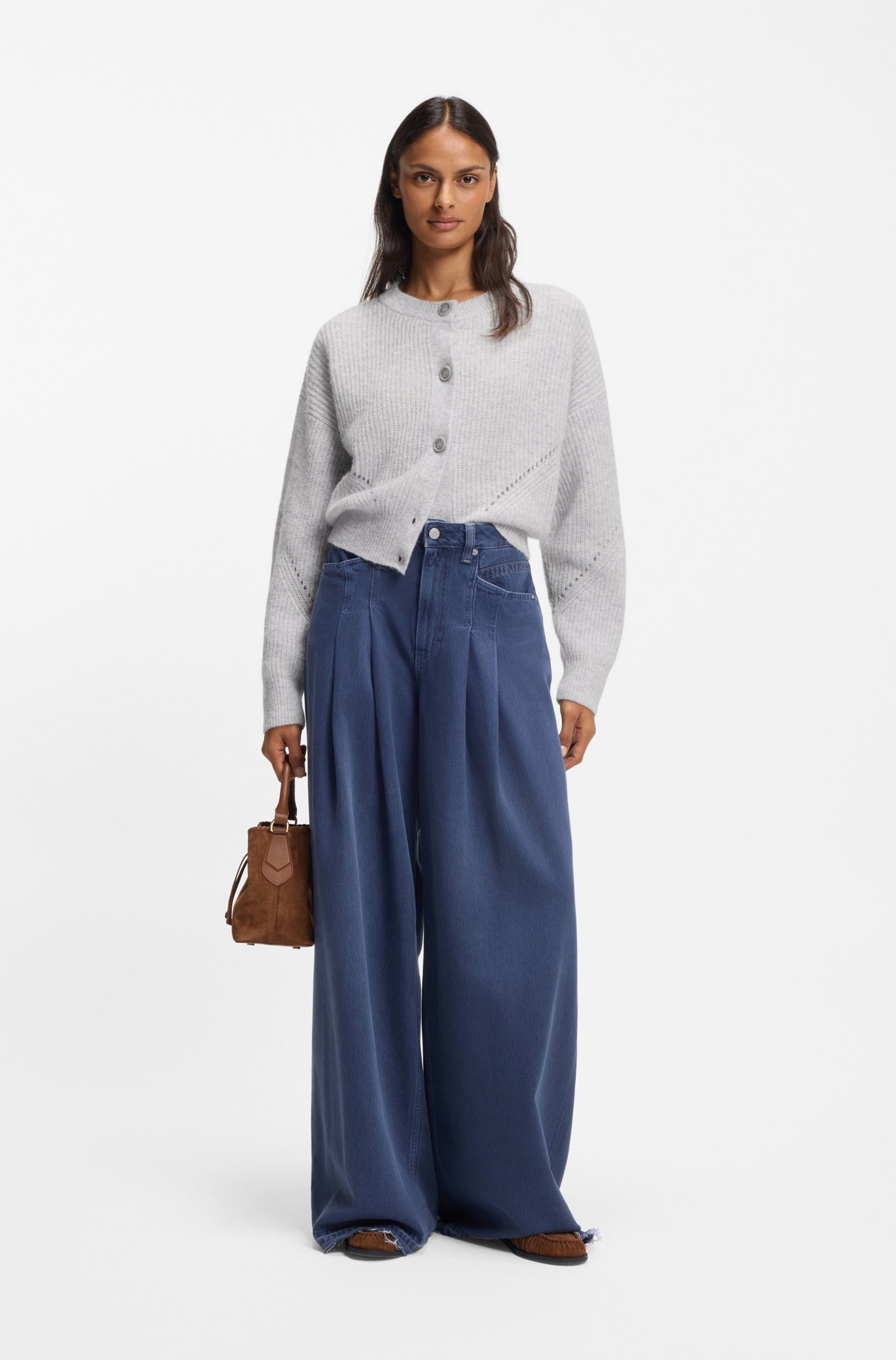 BOSS ORANGE Cardigan Fernard Premium Damenmode im Wollmix, Rundhals