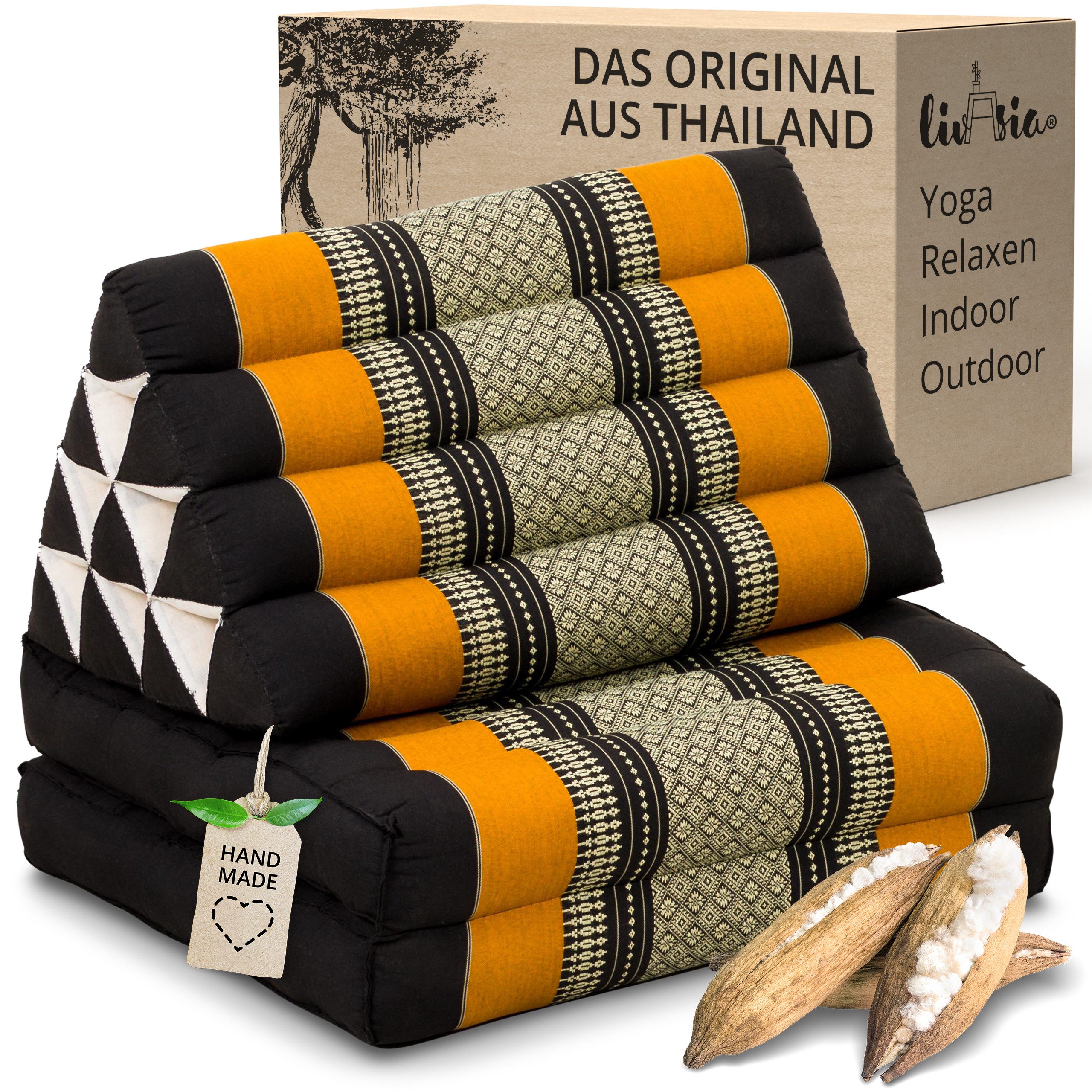 Sitzsack Thaikissen 2 Auflagen, vegan und handgefertigt, 120x50x8cm