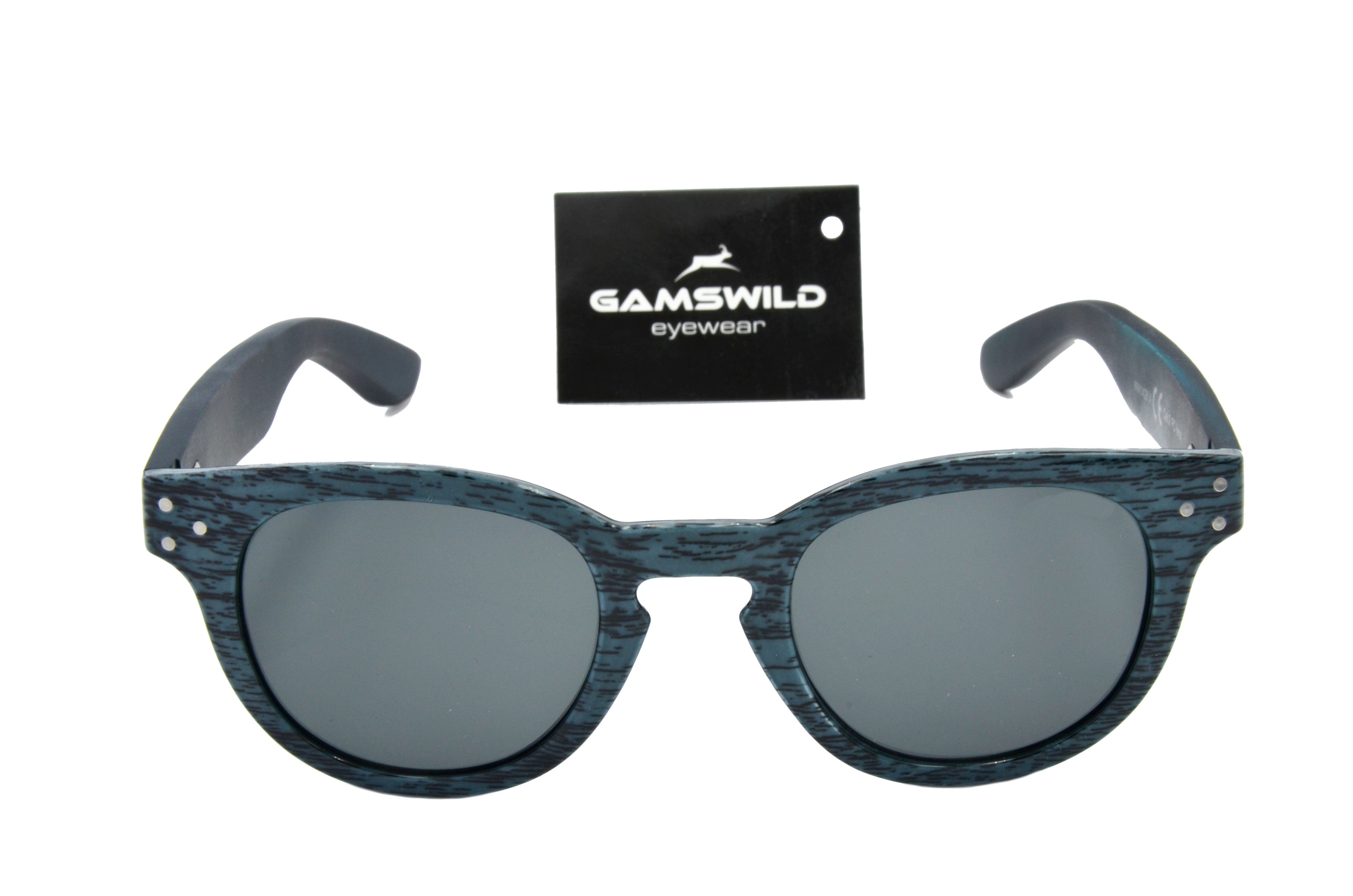 Sonnenbrille blau, Fassung GAMSSTYLE WM1428 dunkelbraun Bambusholzbügel/ Holzoptik Gamswild Modebrille rot-braun, Damen,