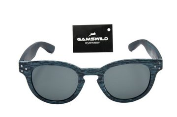 Gamswild Sonnenbrille UV400 GAMSSTYLE Modebrille Bambusholzbügel/ Fassung Holzoptik Damen Modell WM1428 in rot-braun, blau, dunkelbraun