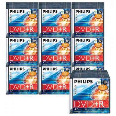 Philips DVD-Rohling nierle Bundle: Philips DVD+R 4,7 GB 120 min, 16x Speed in Slim Case 10