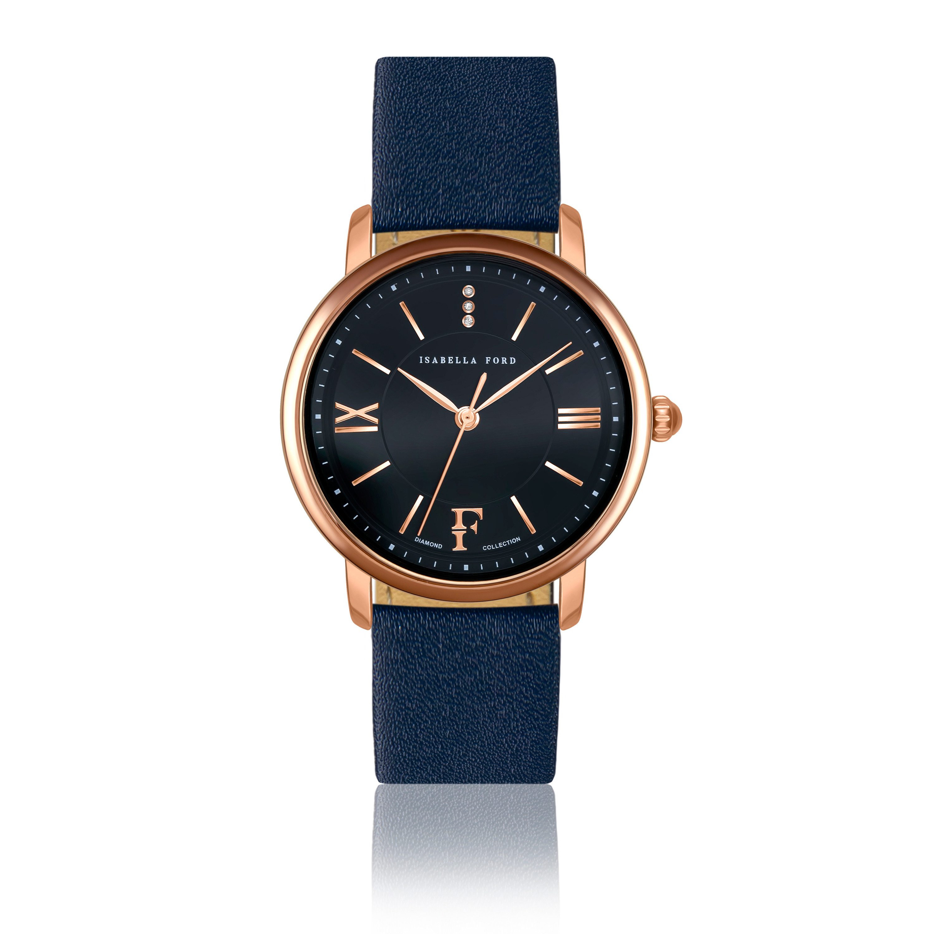ISABELLA FORD Quarzuhr FA3-S128R Aurora Blue Leather