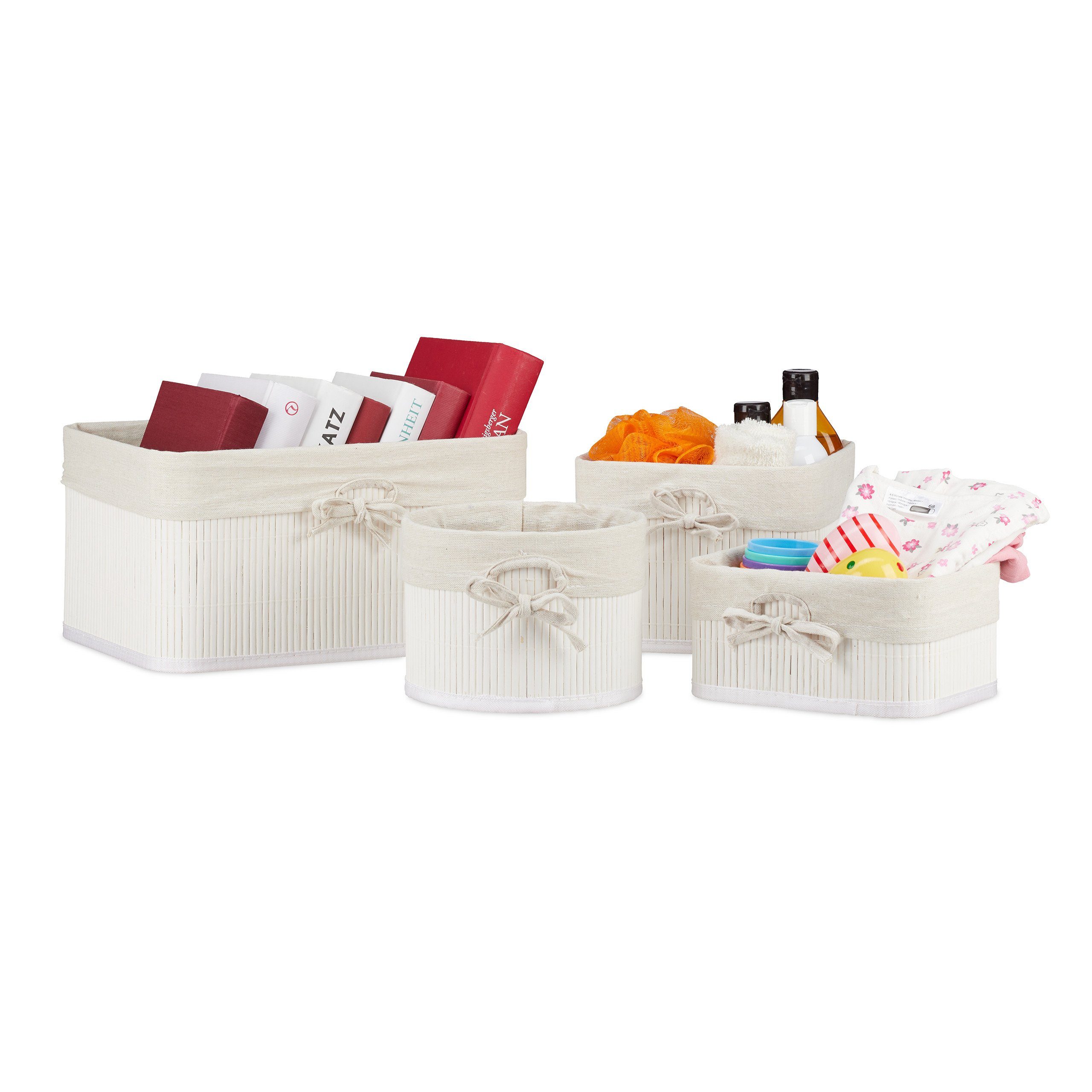 relaxdays Aufbewahrungskorb 4er Set aus Bambus günstig online kaufen