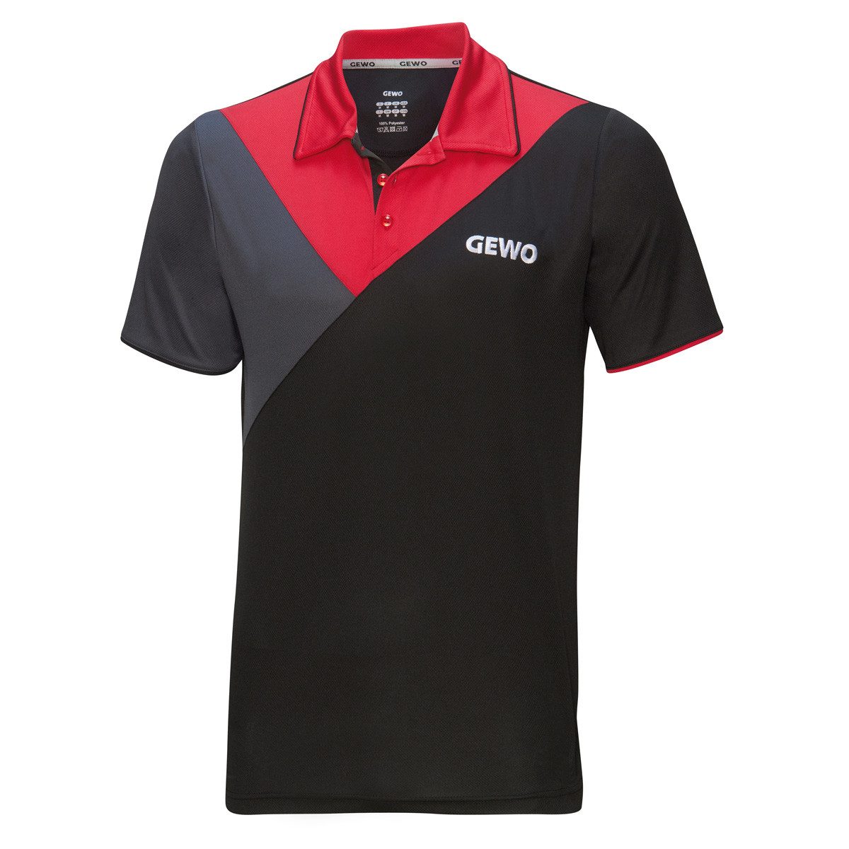 Gewo T-Shirt GEWO Hemd Toledo schwarz/rot S