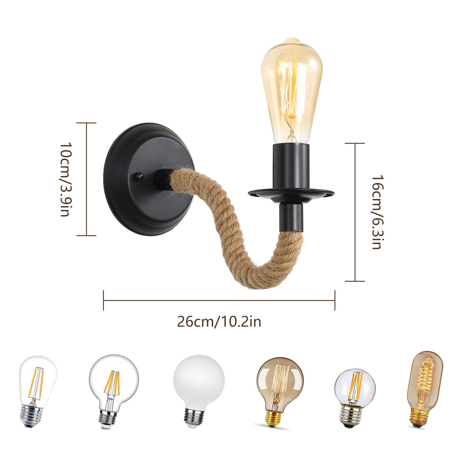 Goeco Wandleuchte Twine-Wandlampe (2er), Retro-Innenlampe, für günstig online kaufen