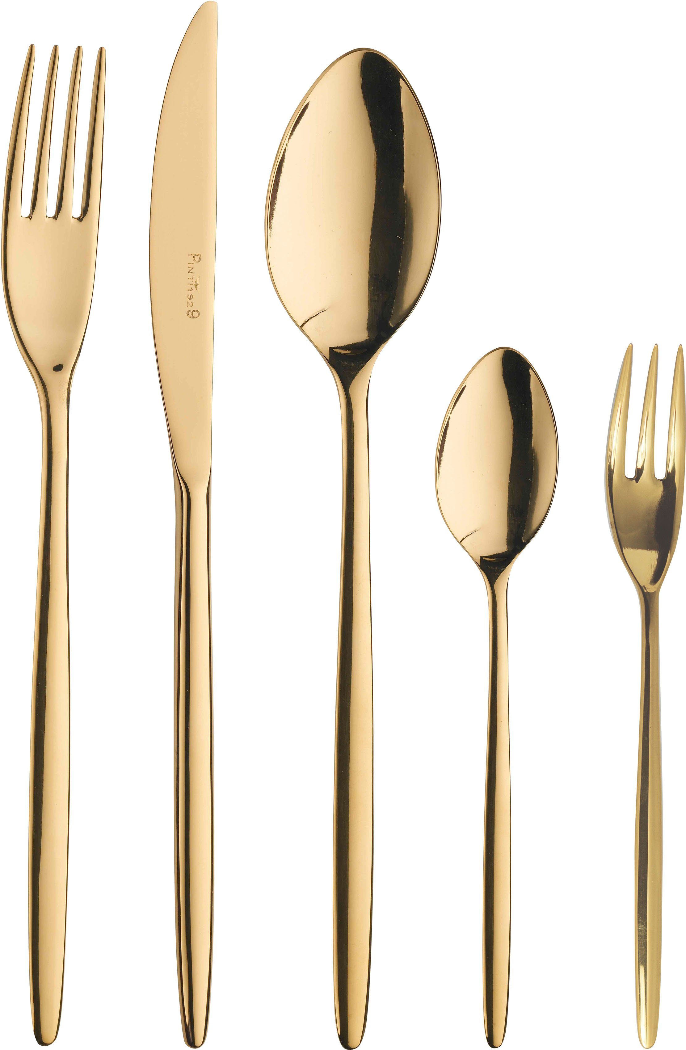 PINTINOX Besteck-Set Olivia Treasure (30-tlg), 6 Personen, Edelstahl 18/10, Optik Glänzend PVD Beschichtung. Reduzierter Preis € 292,93. Unverbindliche Preisempfehlung € 449,99