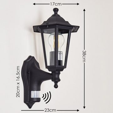 hofstein Außen-Wandleuchte »Rivale« Außenwandlampe, Aluguss in Schwarz m. Klarglas-Scheiben, ohne Leuchtmittel, m. E27, m. Bewegungsmelder