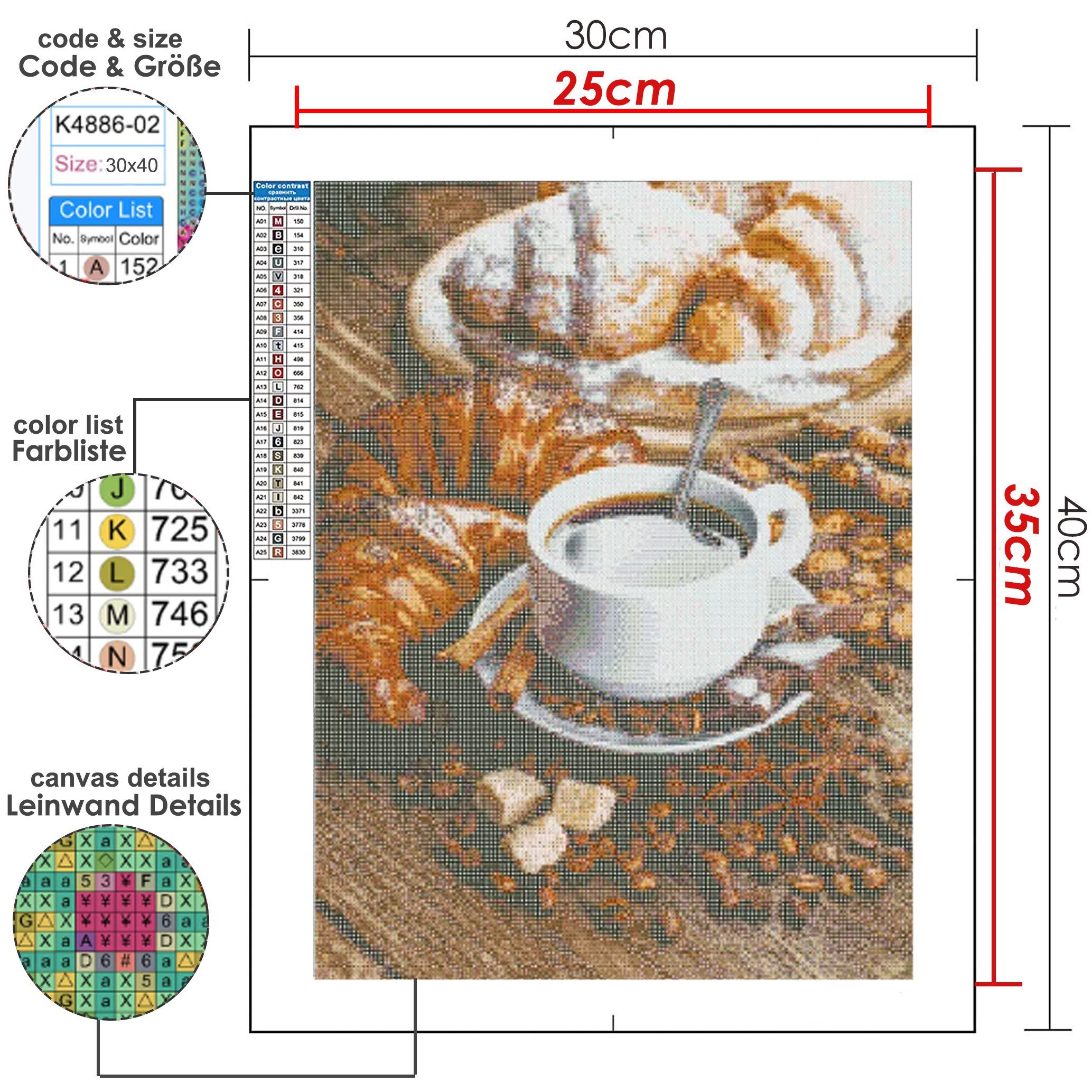 GOLDEN Kreativset GOLDEN Diamond Painting zubehör bilder Weihnachten ( Kaffee Frühstück)