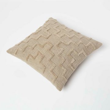 Homescapes Dekokissen Tufted Kissen beige 45 x 45 cm – Dekokissen geometrisch gemustert