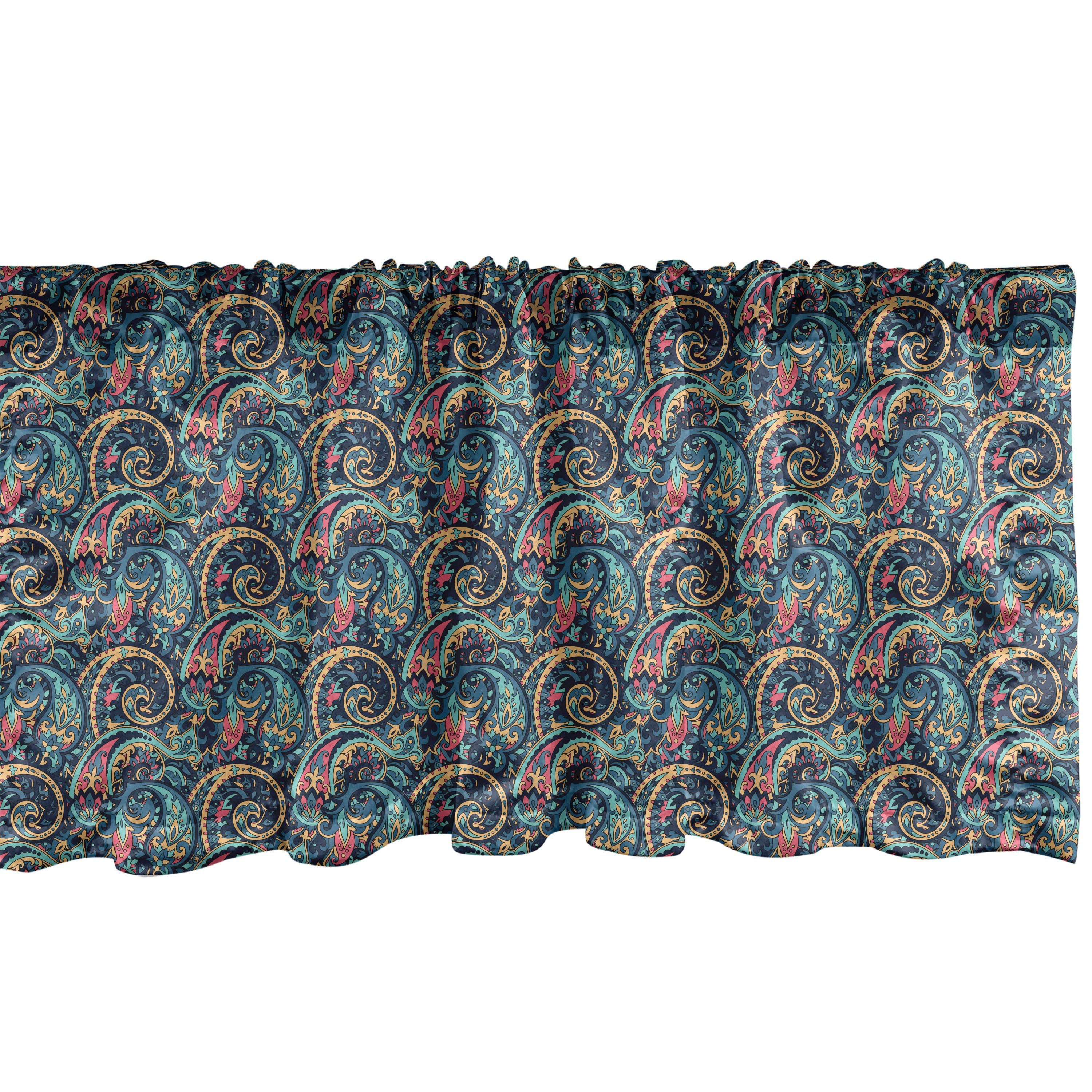 Scheibengardine Vorhang Volant für Küche Schlafzimmer Dekor mit Stangentasche, Abakuhaus, Microfaser, Paisley Tribal Vibrant Pattern