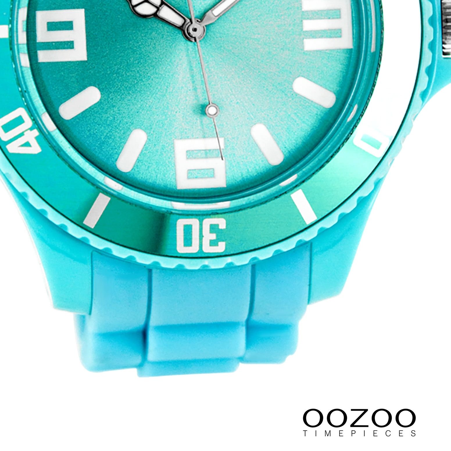 OOZOO Quarzuhr Oozoo Unisex Armbanduhr Vintage Series, (Analoguhr), Damen, Herrenuhr rund, extra groß (ca. 48mm) Silikonarmband blau