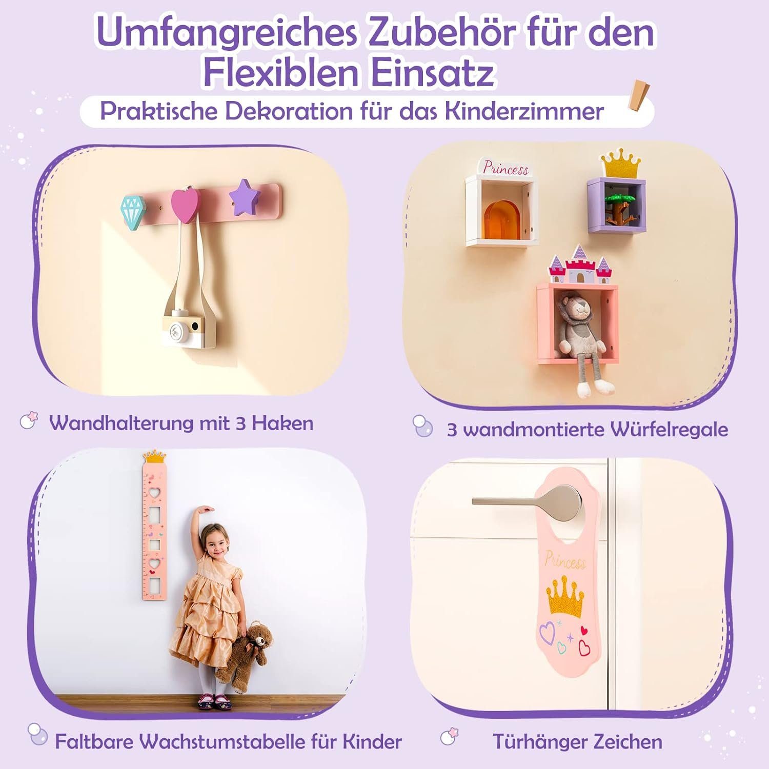 KOMFOTTEU Schminktisch Kinder (Set), mit Spiegel & Hocker