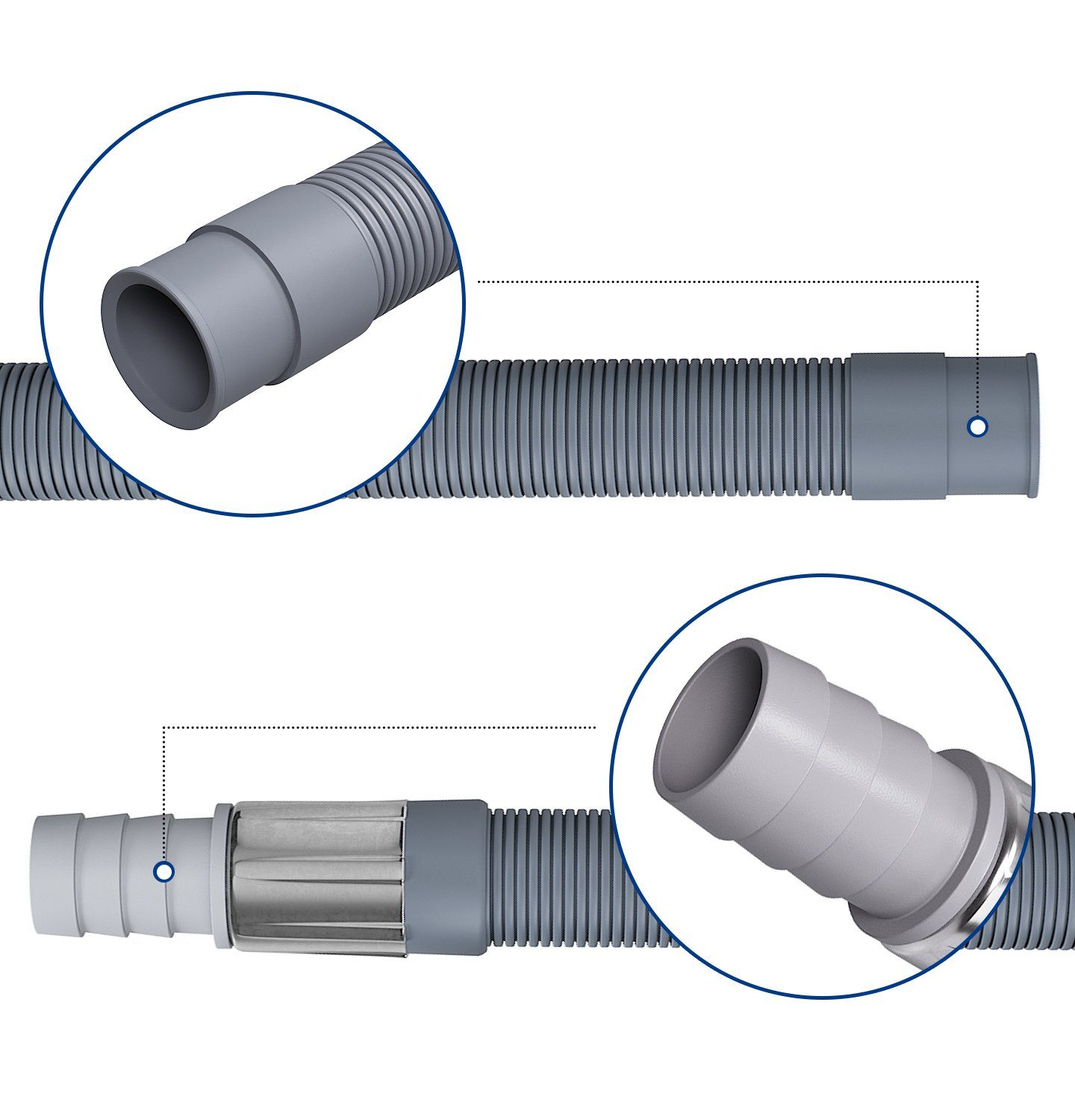 Bulevisiter PE PT Ablaufschlauch 10mm Für Trockner - 1m Schlauch Mit Adapter Für Midea Haier Siemens