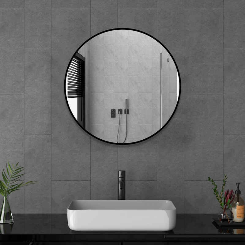 Boromal Wandspiegel Spiegel Flur 40cm breit Rund Schwarz Klein Rahmen Schlafzimmer Kommode, für Badezimmer Waschtisch Wohnzimmer Schlafzimmer Esszimmer Eingänge