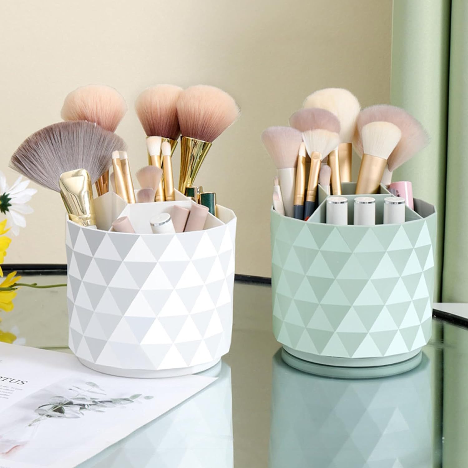 FELIXLEO Make-Up Organizer Make up Organizer 360 Drehbar Pinselhalter Schminktisch Grün, 1-tlg. – Bild 4 von 5