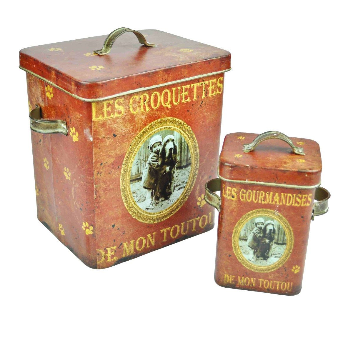 Futterbehälter 2er Set Antic Line Retro Hundefutter Dosen rot DEC_9947