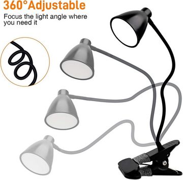 DOPWii Schreibtischlampe 38 LED Klemmleuchte Leselampe, 3-Stufen Farbtemperatur,10 Helligkeit