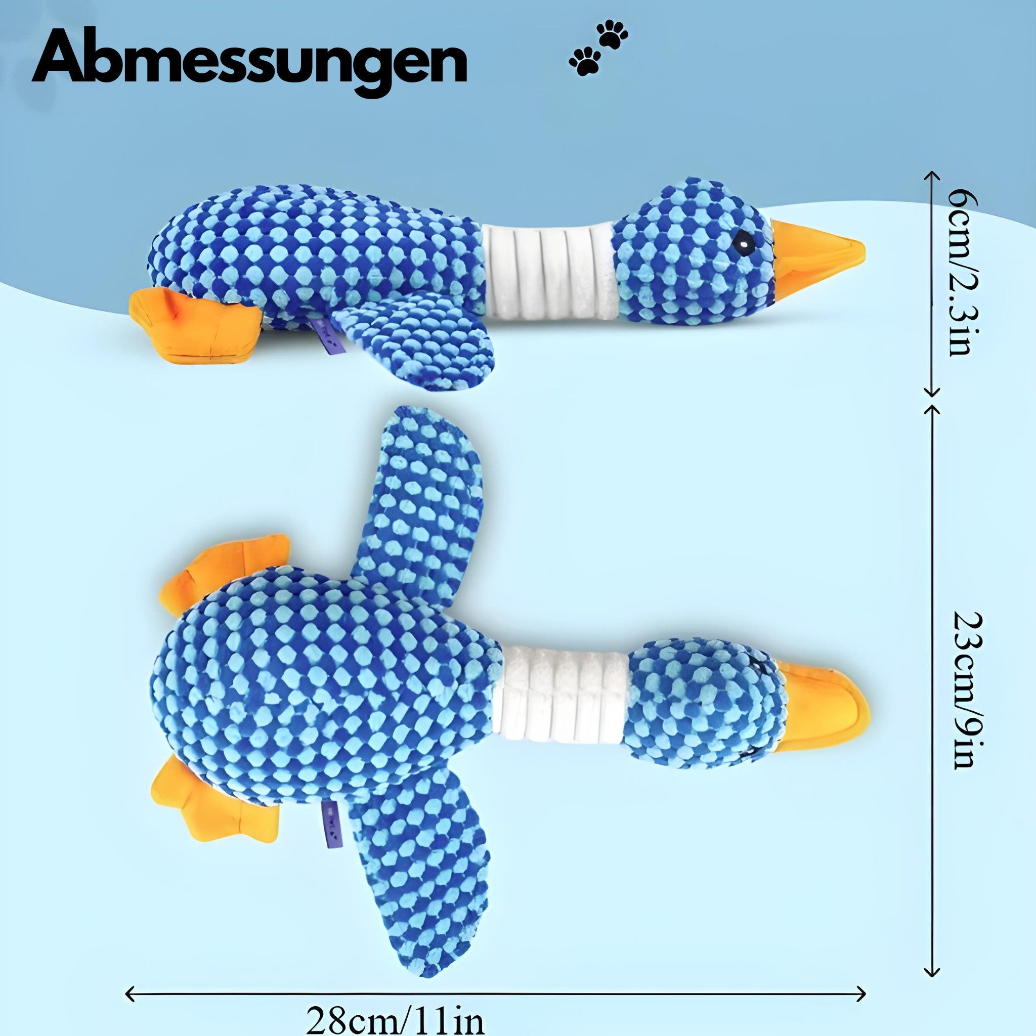 FLOCKI Pets™ Tierkuscheltier Quietschendes Hundespielzeug Ente – weiches Hundekuscheltier, niedliches Tierspielzeug, weiche Textur, mit Quietschen