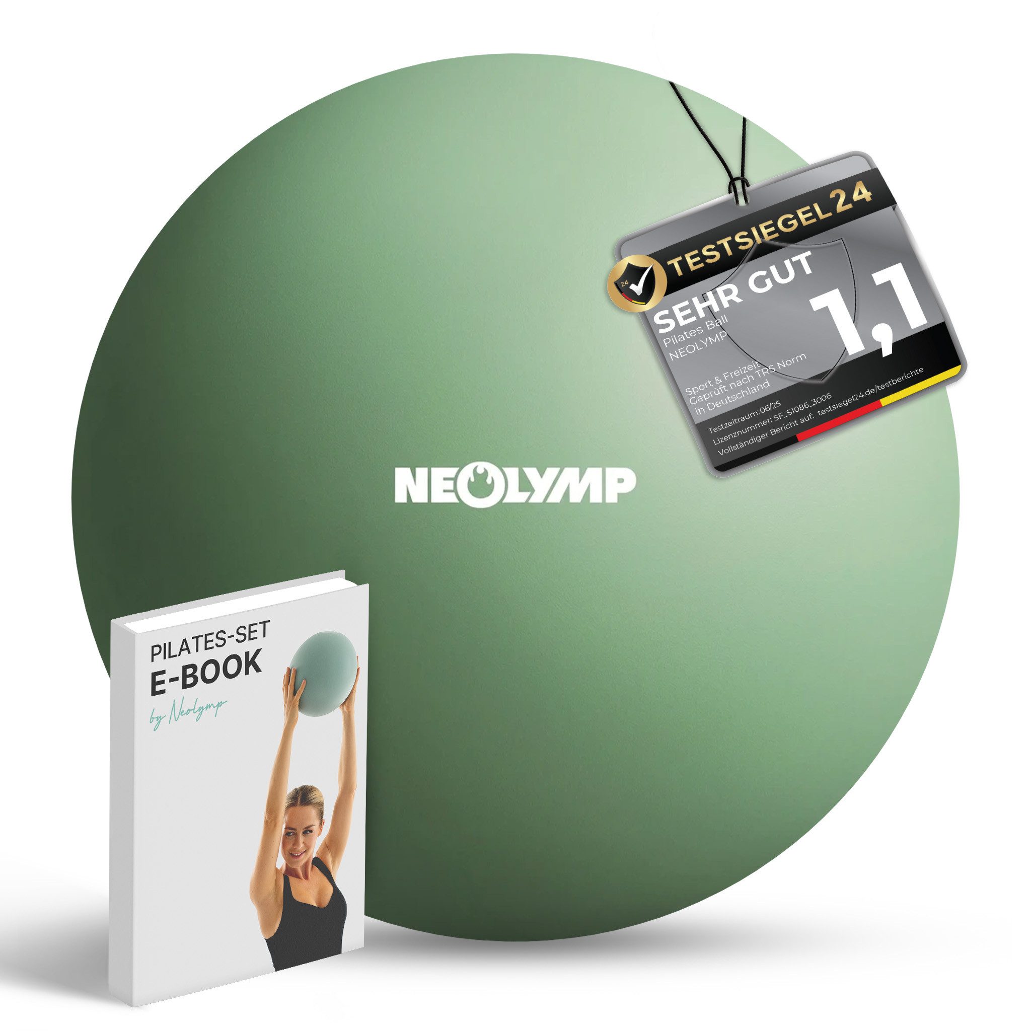 NEOLYMP Pilatesball Pilatesball 20 cm - rutschfester Pilates Ball inkl. Pumpe (Kompakter Exercise Ball für Yoga & Physiotherapie inkl. E-Book), Mini Gymnastikball aus Silikon für Core-Training, Balance, Pilates
