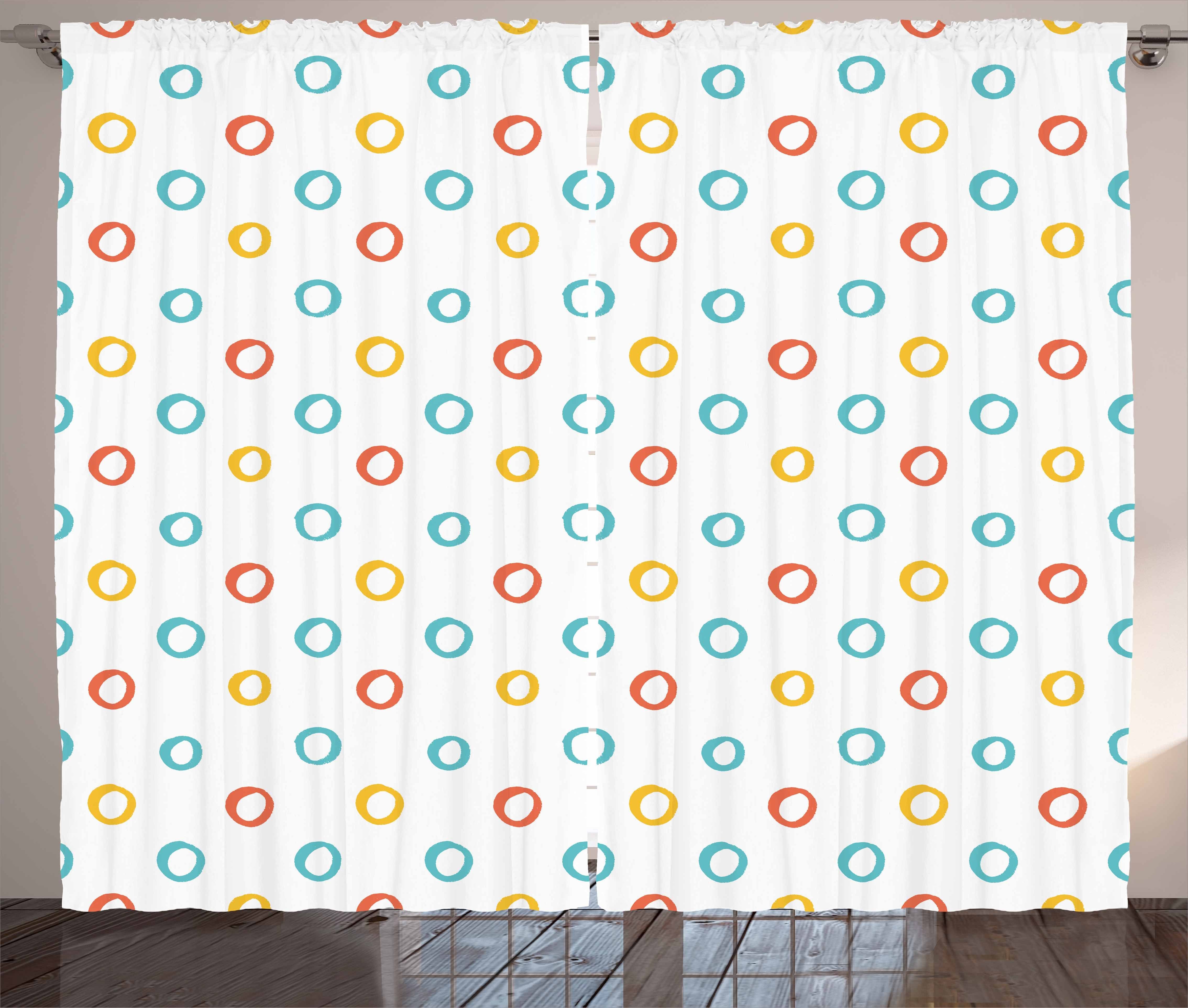 Gardine Schlafzimmer Abakuhaus, Kräuselband Farbe Childish Minimalistisch und mit Haken, Hoops Schlaufen Vorhang