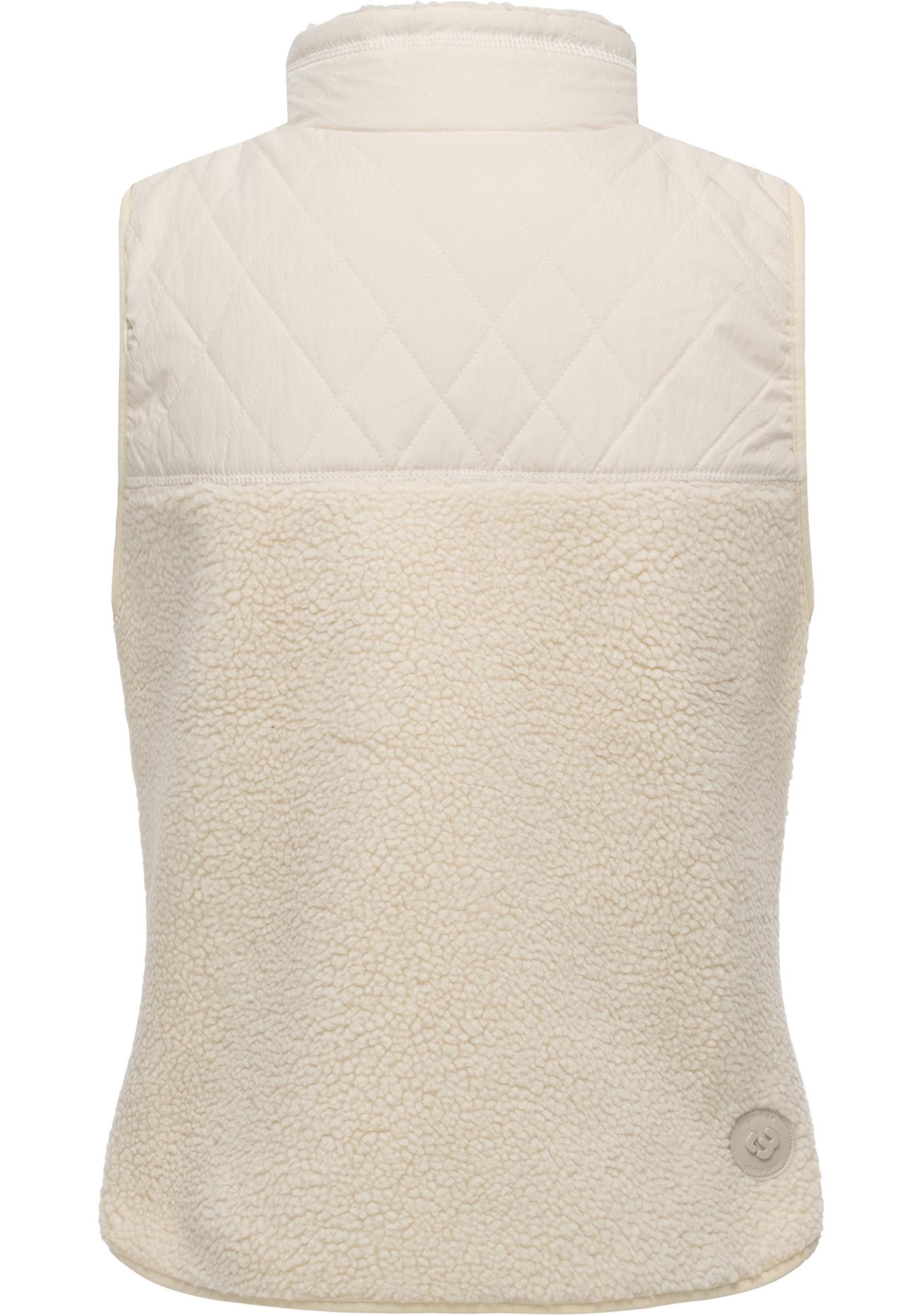 Ragwear Plüschweste Junkin Bonded warme Damen Weste aus Materialmix mit Teddy-Fleece