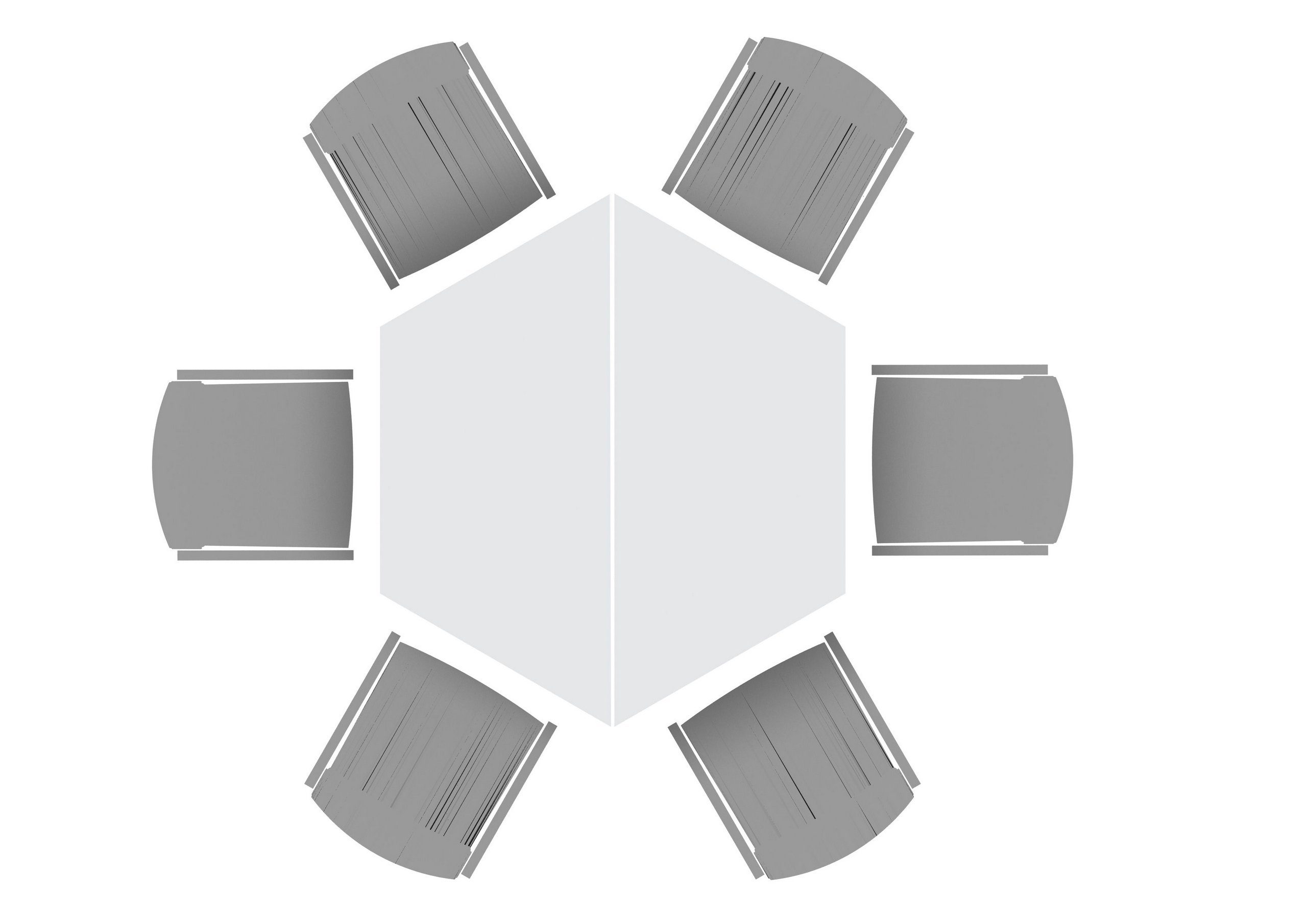 Grau/Grau cm - Serie-V, bümö Optik: Konferenztisch 120x80 Rechteck: Kantinentisch