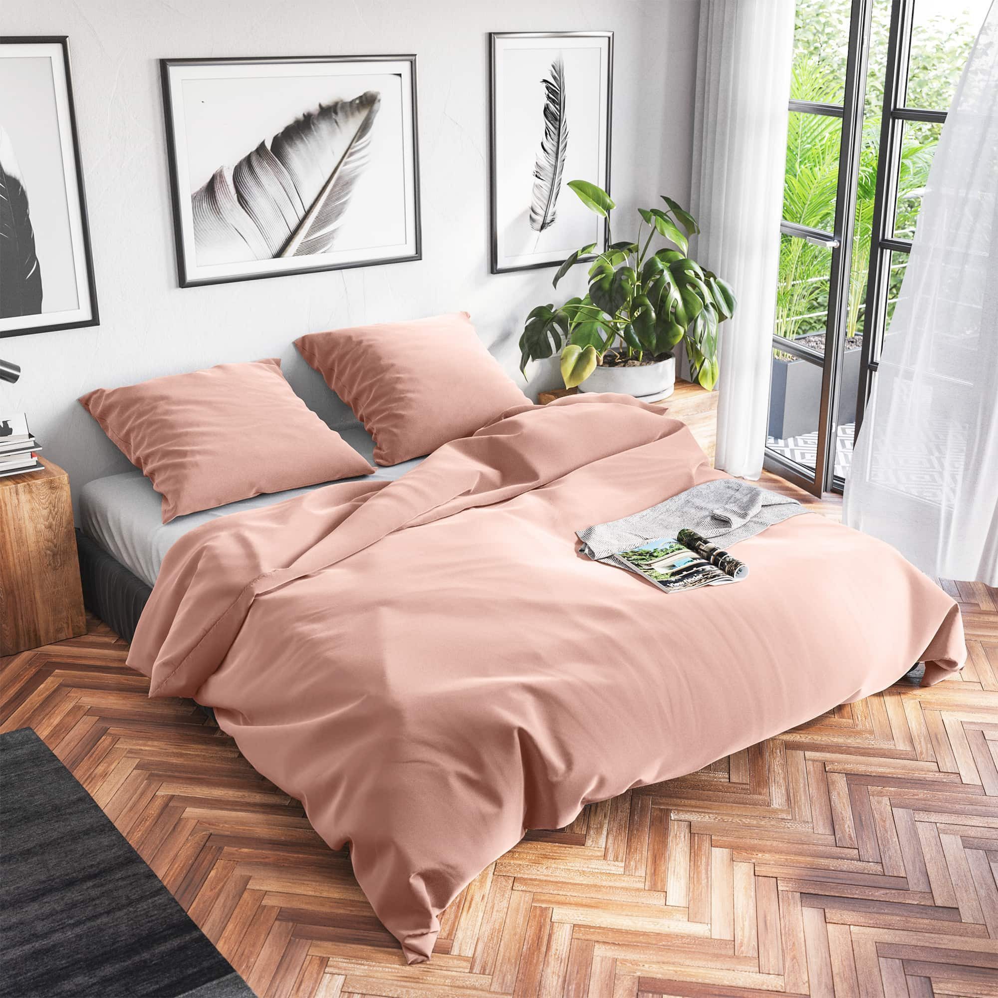 Wolkenfeld Bettwäsche Renforcé Bettwäsche Baumwolle - Natürlich weiches Schlafgefühl, Renforcé, 2 teilig, 135x200 cm, 155x220 & Übergrößen I inkl. Kissenbezüge 80x80 I uni