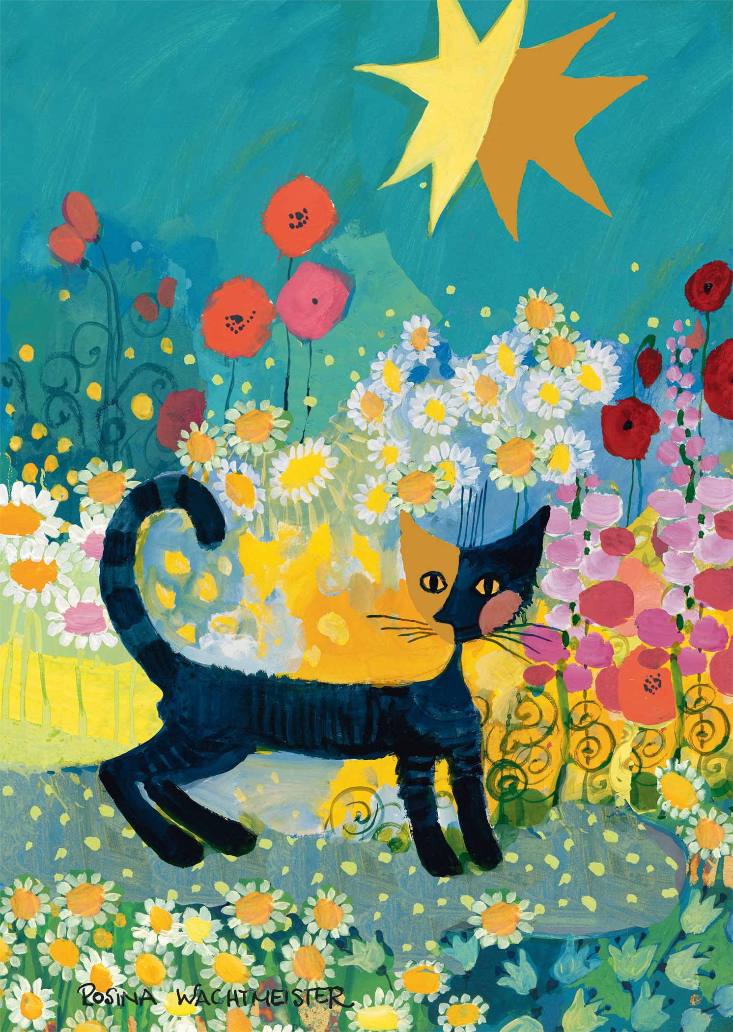 Schmidt Spiele Puzzle 1000 Teile Puzzle Rosina Wachtmeister Katze im Blütenmeer 58661, Puzzleteile