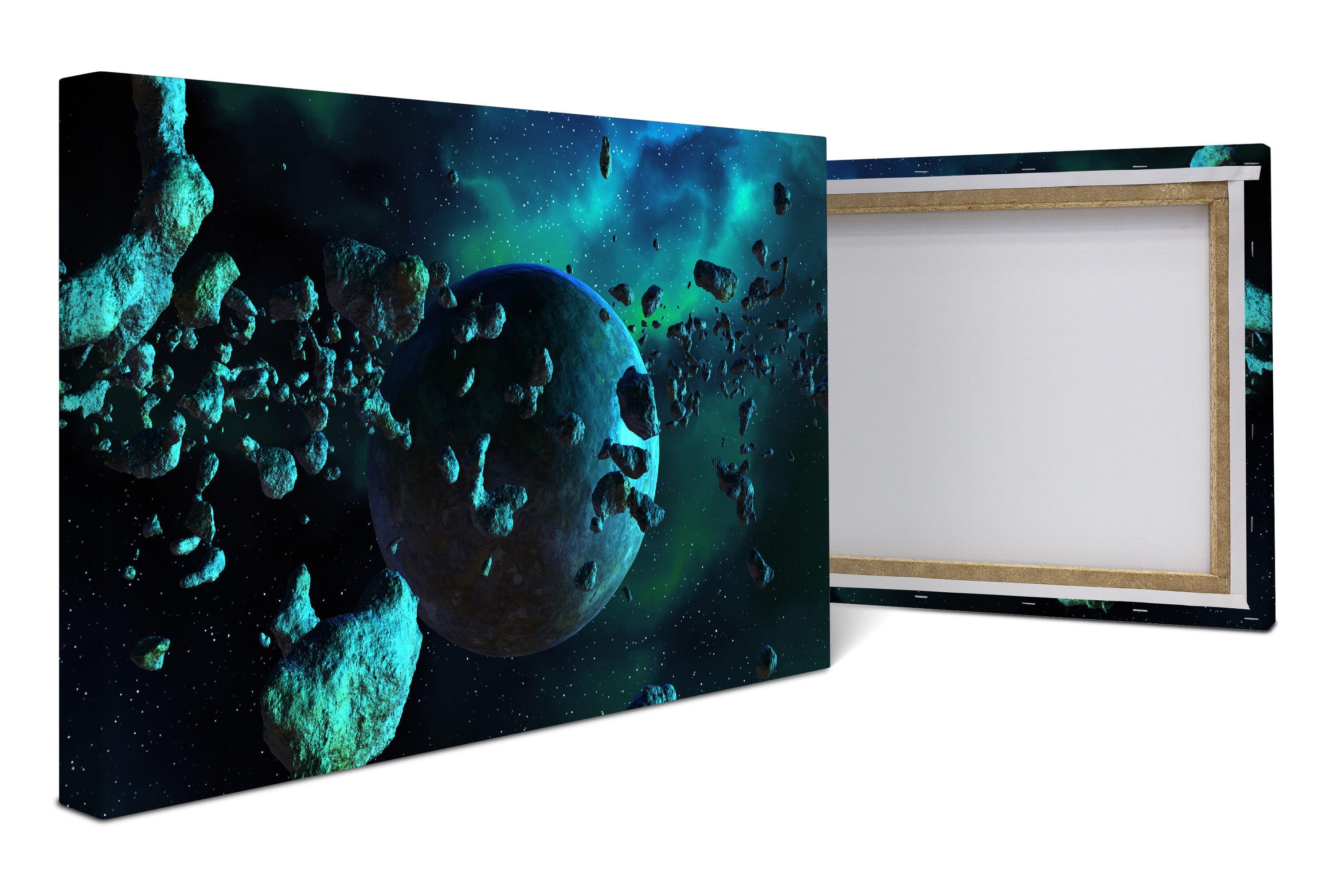 wandmotiv24 Leinwandbild Asteroidenfeld Space, Weltall (1 St), Wandbild, Wanddeko, Leinwandbilder in versch. Größen