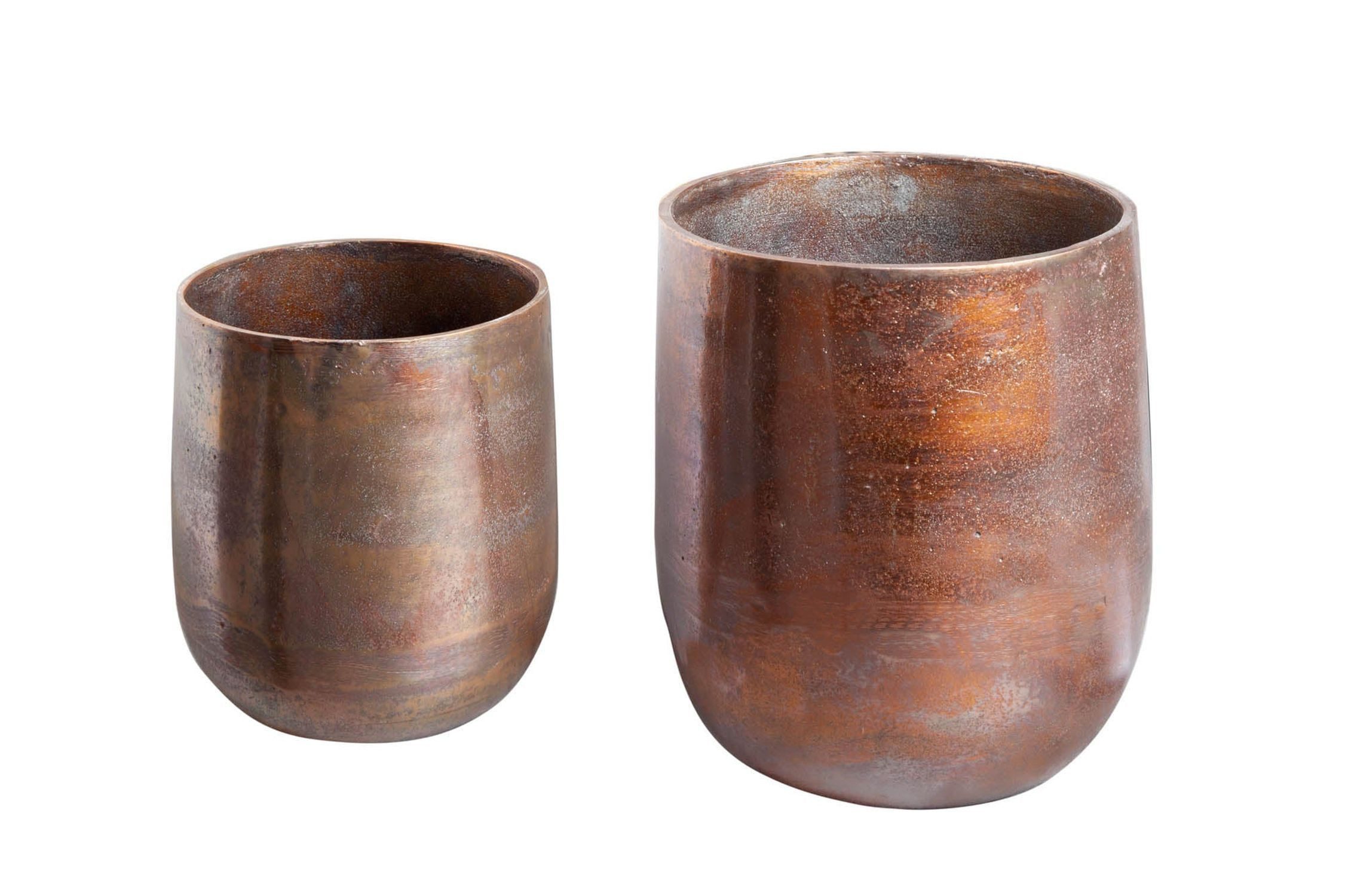 Licht-Erlebnisse Übertopf CARLU, Übertopf 2er Set in Kupfer antik Ø 16/20 cm klein Handarbeit Metall