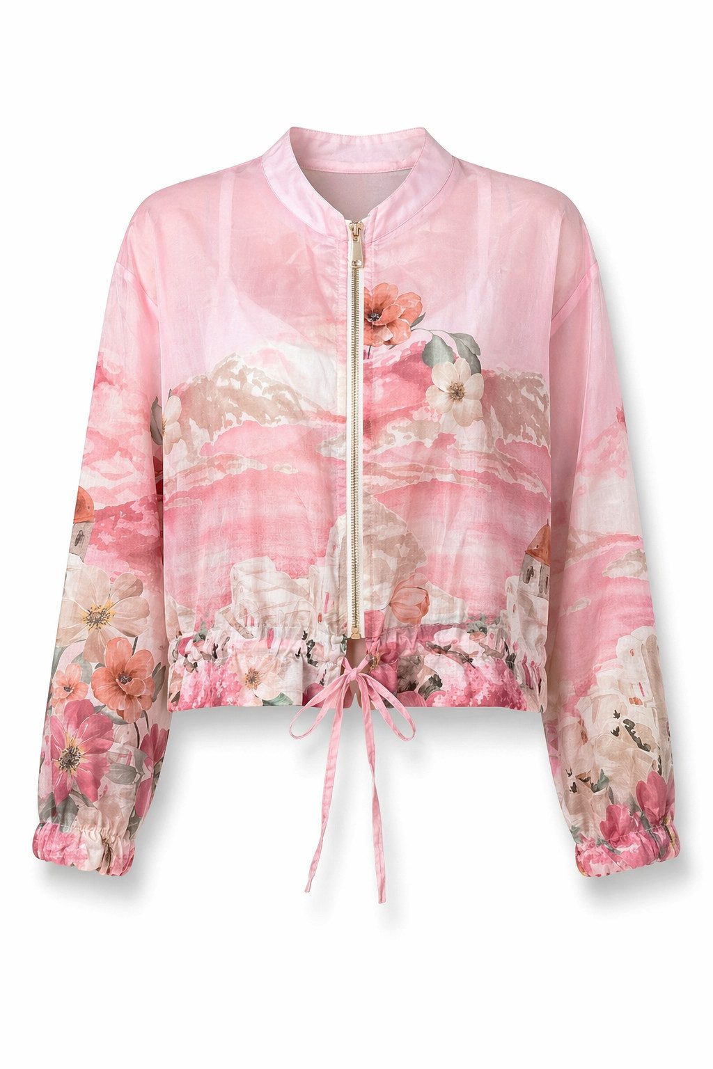 ITALY VIBES Blouson - Blusenjacke - Sommerjacke - All-Over-Print - ITALY VIBES - rosa ONE SIZE- passend für Größen XS-M