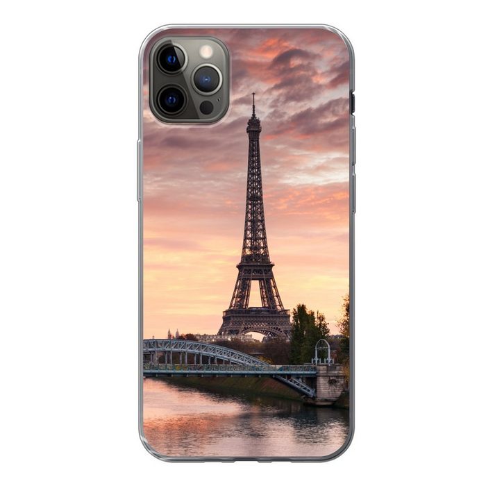 MuchoWow Handyhülle Paris - Eiffelturm - Brücke Handyhülle Apple iPhone 13 Pro Max Smartphone-Bumper Print Handy