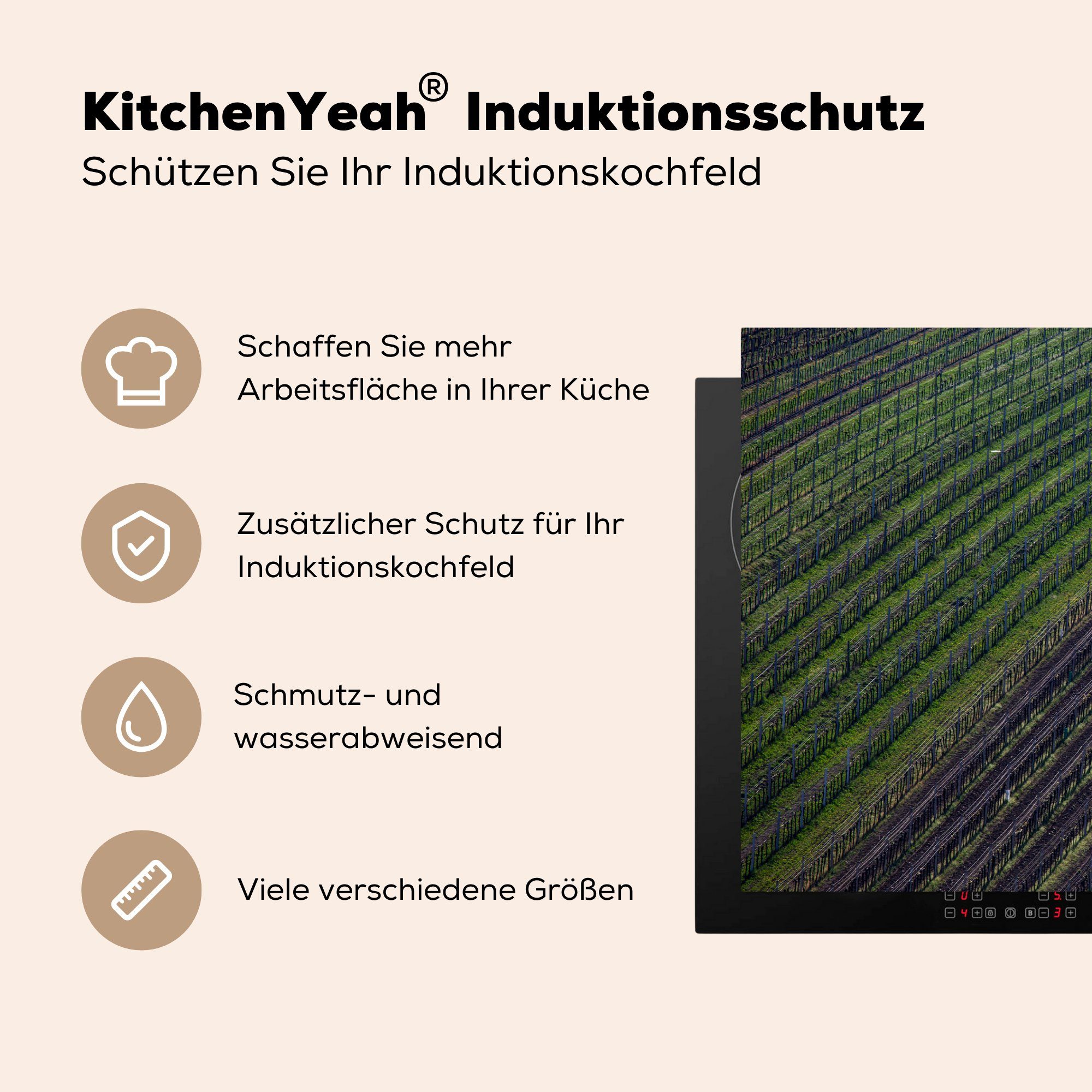 Landwirt 81x52 tlg), Ceranfeldabdeckung Vinyl, - Schutz MuchoWow für cm, Herdblende-/Abdeckplatte küche, Induktionskochfeld - die Land, (1 Traktor