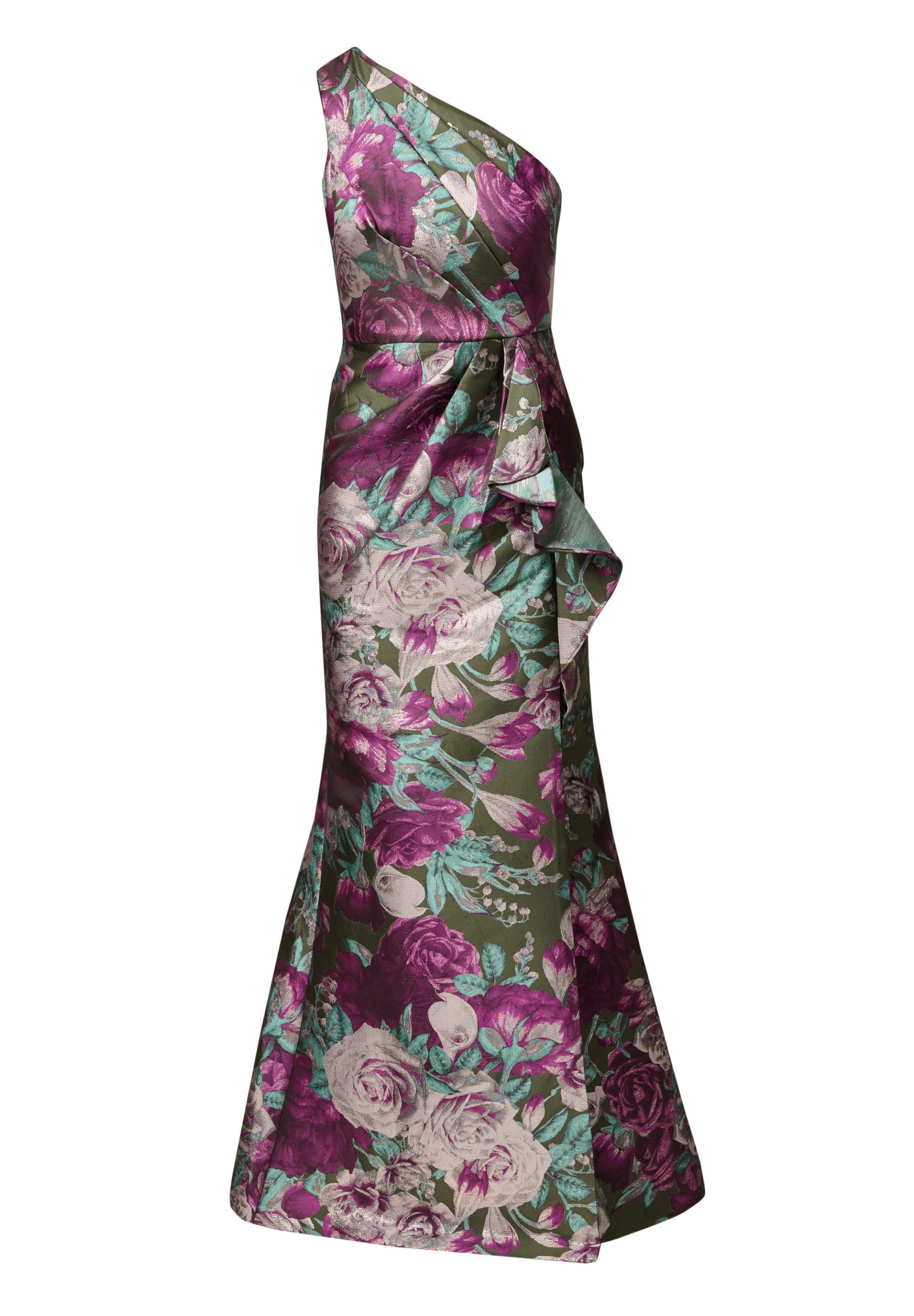 Adrianna Papell Abendkleid One Shoulder Jacquard Gown Elegantes, glamouröses Metallic-Jacquard-Kleid – Bild 2 von 5