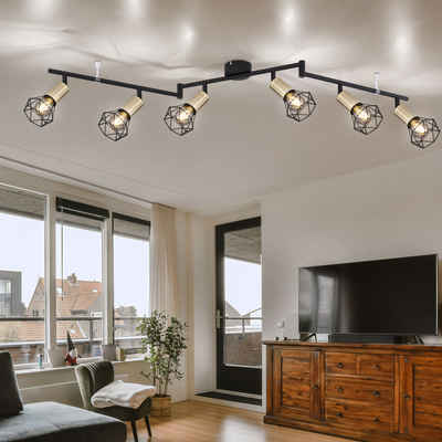 etc-shop LED Deckenleuchte, Leuchtmittel nicht inklusive, Deckenleuchte Wohnzimmerlampe Metall schwarz 6 Flammig Spotleuchte